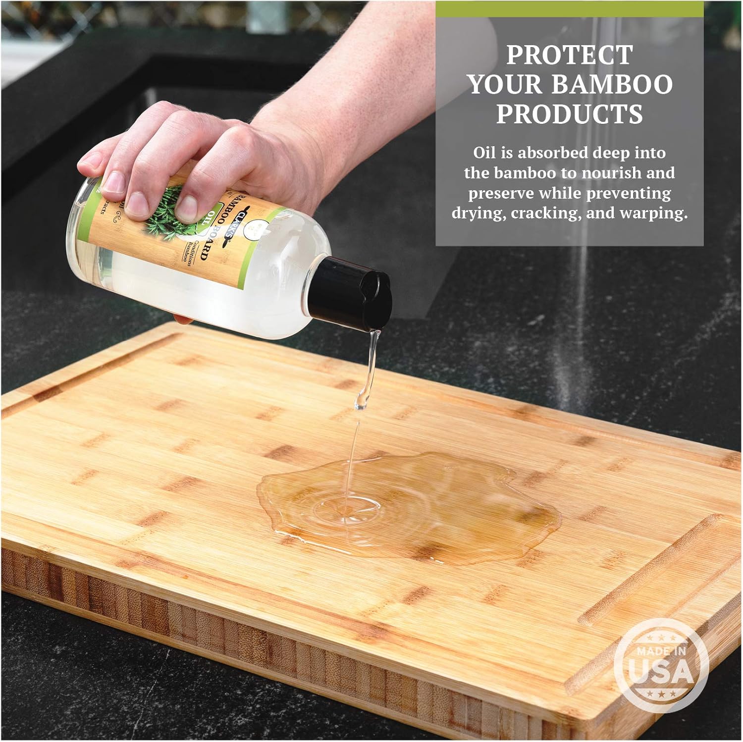 CLARK'S Food Grade Mineral Oil (12oz) and Carnauba Wax (6oz) Set - 100% Natural Butcher Block Oil and Cutting Board Wax - Food Safe Beeswax and Wood Cutting Board Oil with Lemongrass Extract