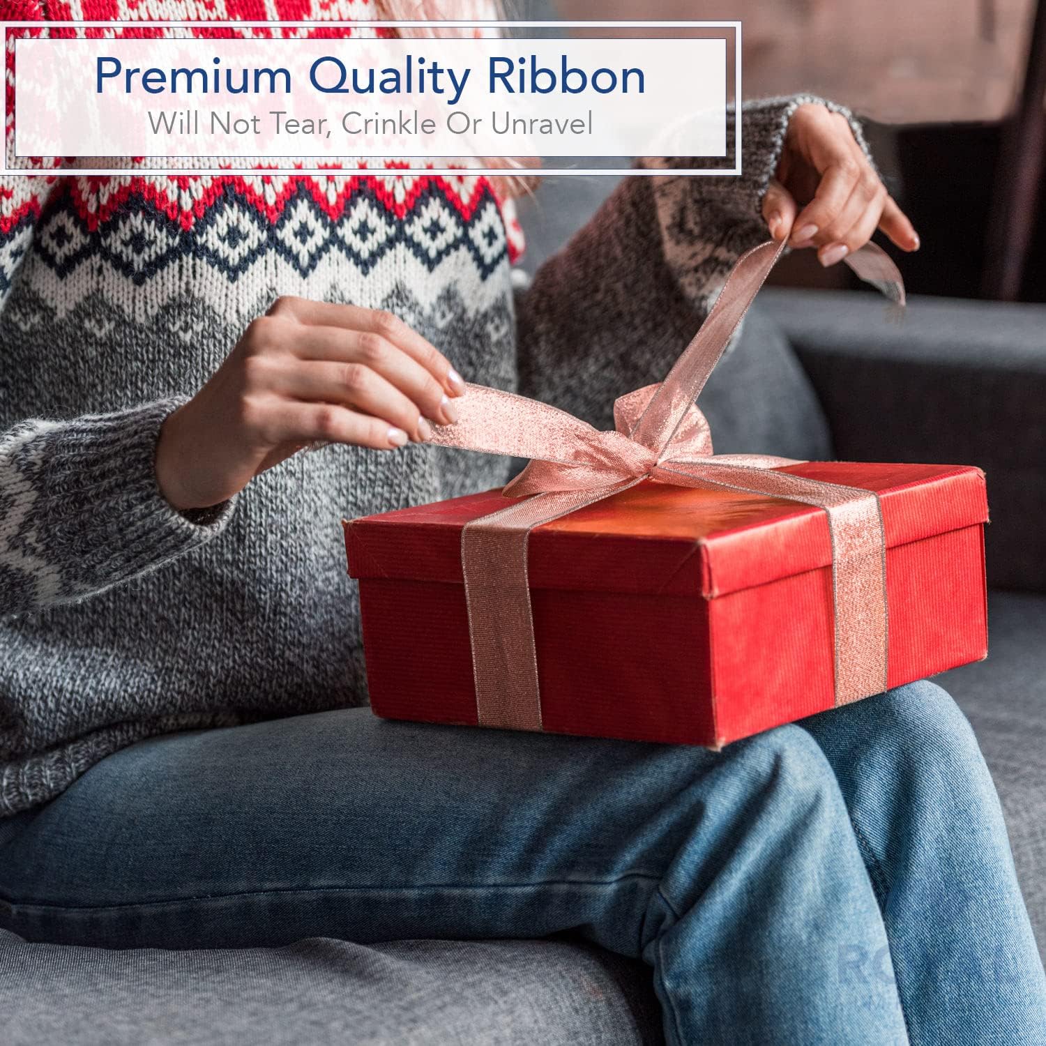 Roya Import Metalli Christma Ribbo Wired Ros Gold 2.5inch(#40 Holida Desig fo Bo Making Gif Wrapping Wreaths 2 Y Rol (7 F Spool)
