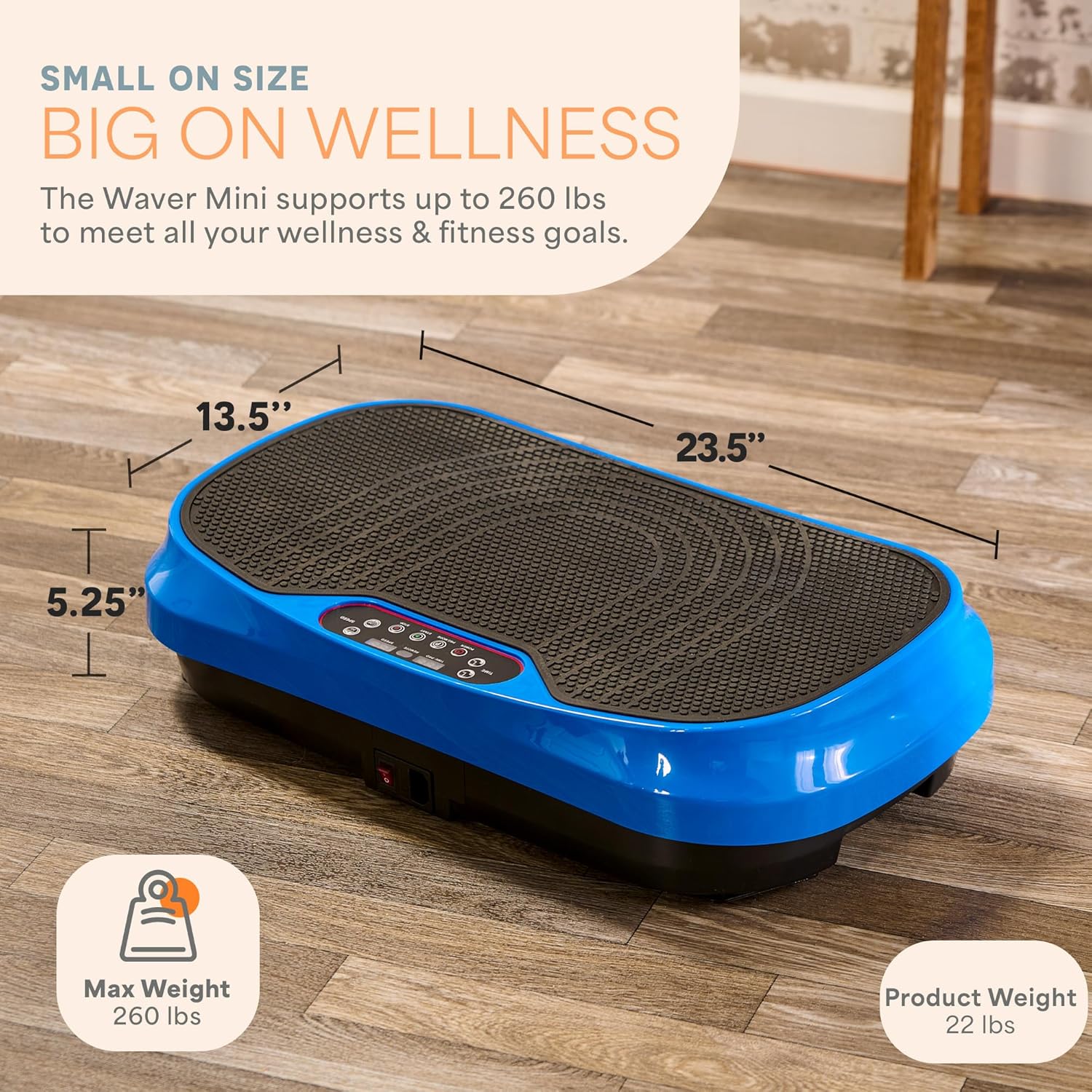 Lifepro Waver Mini Vibration Plate for Lymphatic Drainage ¨C Whole Body Vibrating Platform Exercise Machine for Muscle Toning Recovery with Remote Resistance Bands, Max Load 260 lb