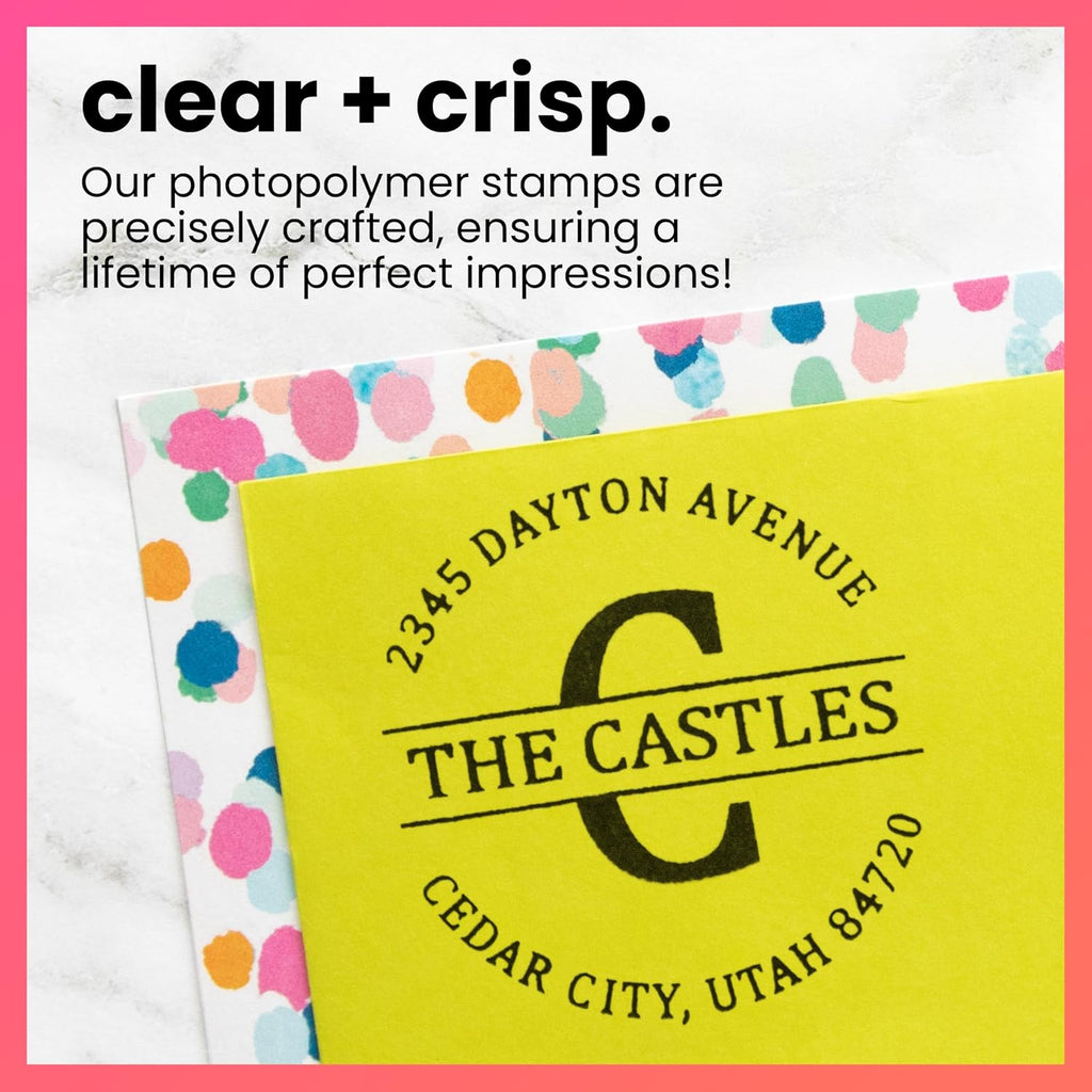ExcelMar Custo Addres Stamp Self-Inkin Monogra Addres Stamp Personalized