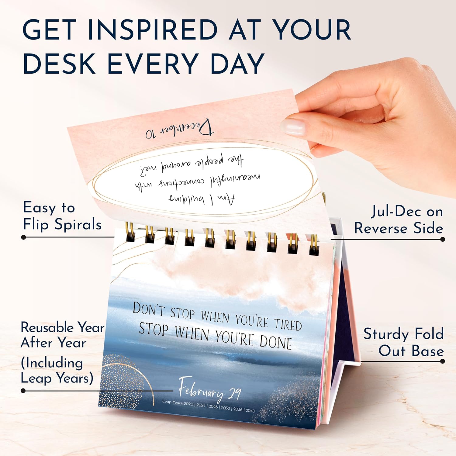 Motivational Calendar - Daily Flip Calendar with Inspirational Quotes - Motivational Desk Decor, Office Decor for Women Desk, Inspirational Gifts for Women, Perpetual Calendar