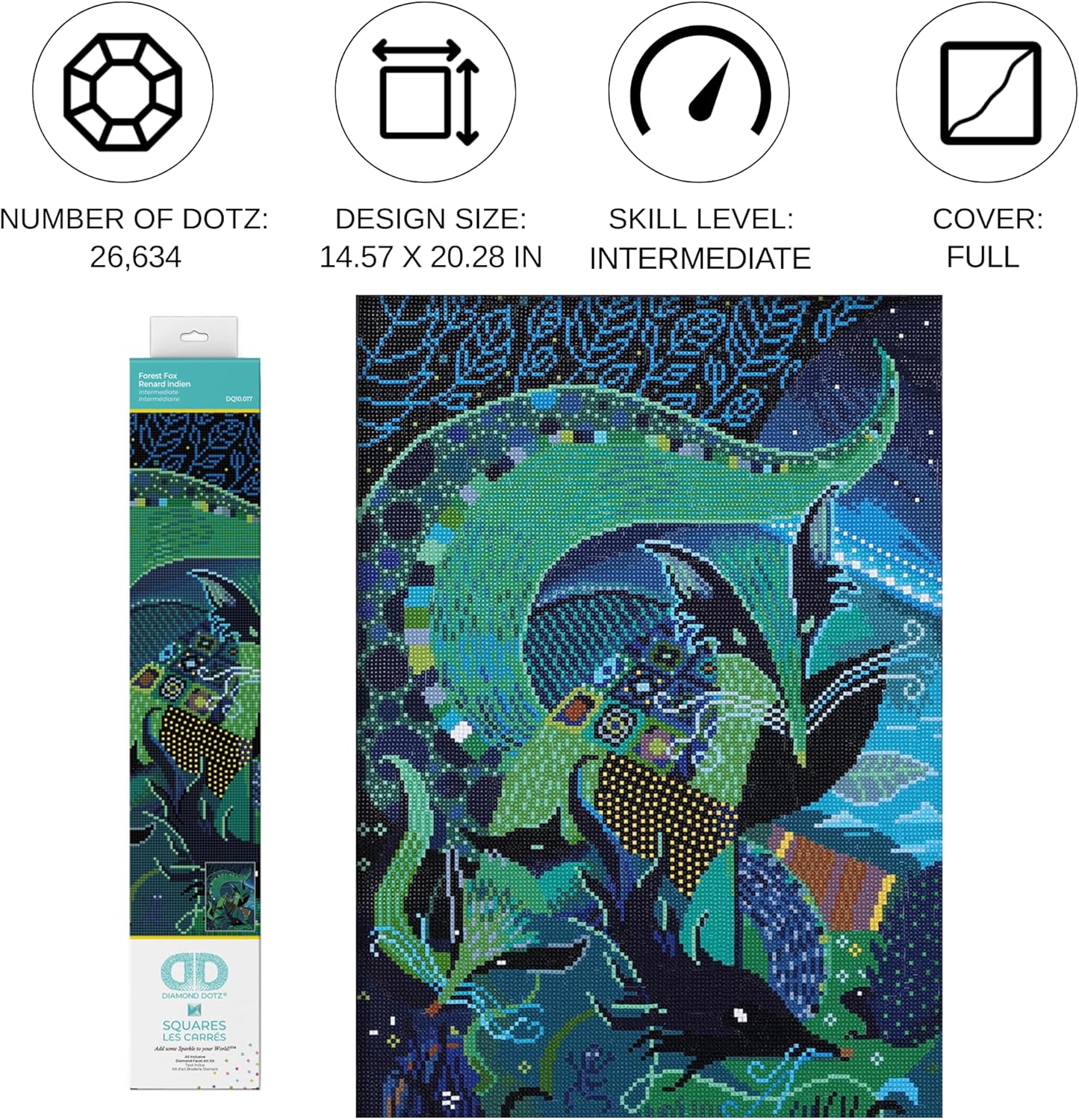 Diamon Dot Fores Fo Anima Diamon Paintin Kit fo Adult Diamon Ar Kit Relaxin Creativ Craf Ki wit Dot Gem 14.6inchx20.3inch