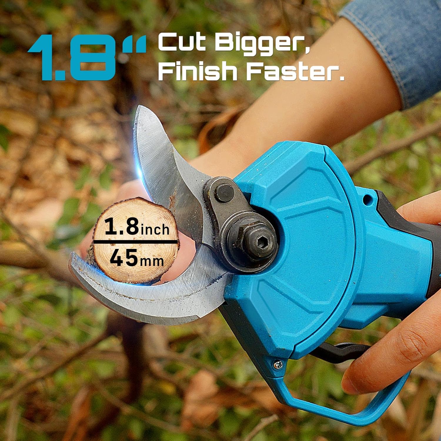 SEESII Pole Electric Pruning Shears: 1.8inch Cutting Diameter 2-in-1 Cordless Power Pruner - Brushless Motor, Dual 4.0Ah Batteries, Extra SK5 Blade, 4 Modes Adjustable Branch Cutter for Garden Trimming