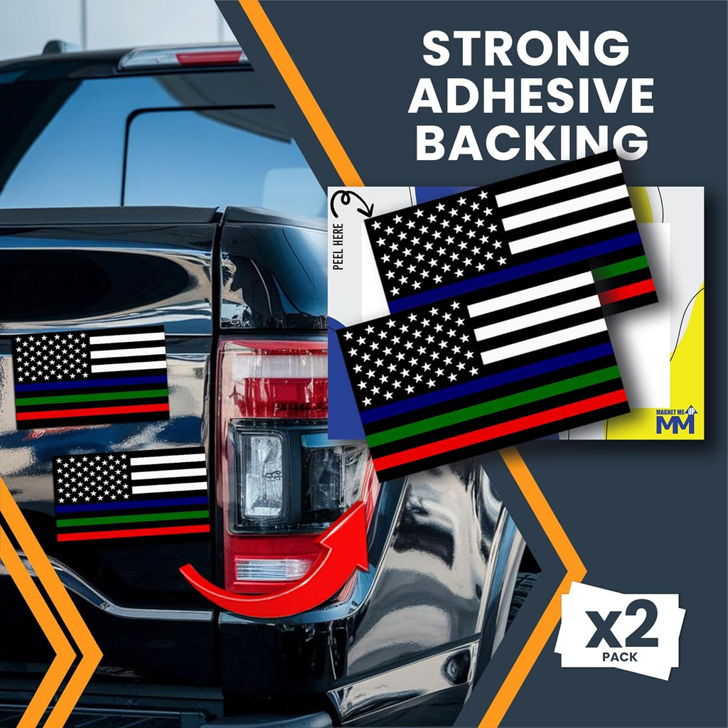 Tri-Colo Thi Lin America Fla Adhesiv Deca Sticker 3x5 Packs Black Whit Re Blu Gree US Fla fo Fire Police Militar Support Waterproof fo Vehicle Mad i USA
