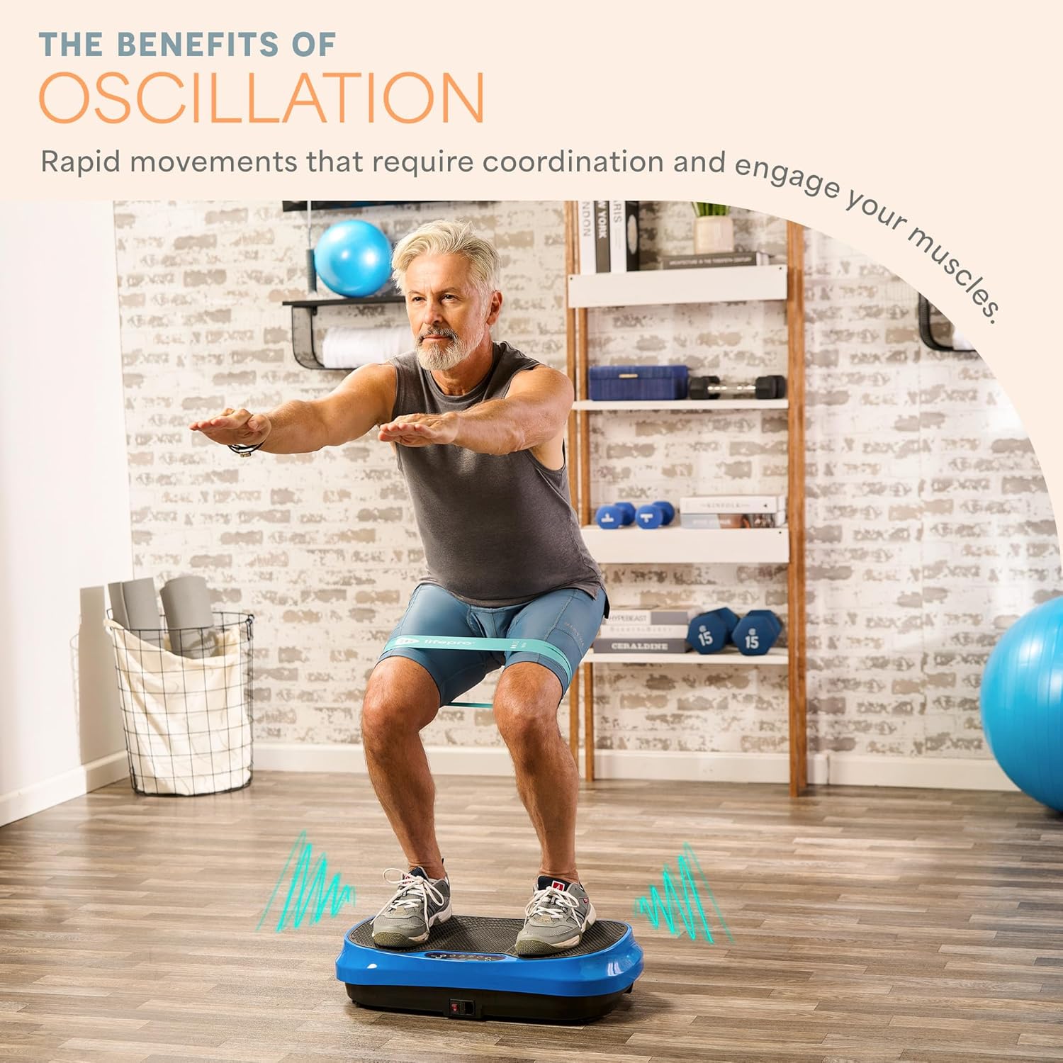 Lifepro Waver Mini Vibration Plate for Lymphatic Drainage ¨C Whole Body Vibrating Platform Exercise Machine for Muscle Toning Recovery with Remote Resistance Bands, Max Load 260 lb