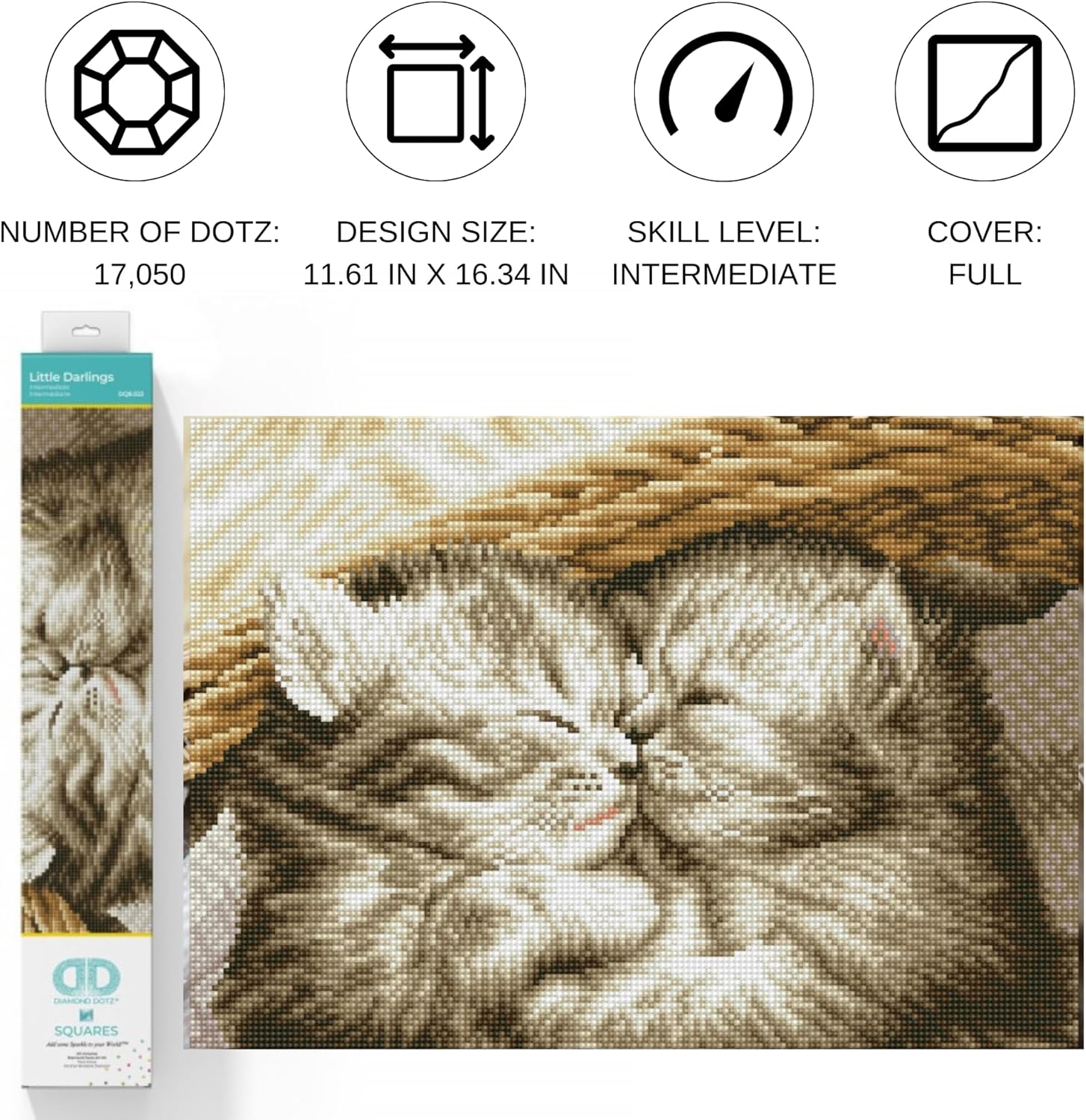 DIAMON DOT Littl Darling Ca Diamon Paintin Kit fo Adult Diamon Ar Kit Relaxin Creativ Craf Ki wit Dot Gem 11.6inchx16.3inch
