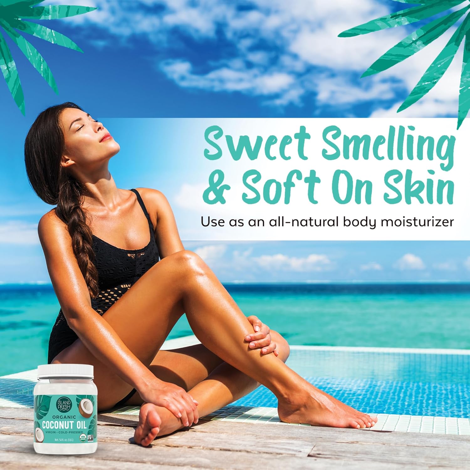Islan Fres Organi Coconu Oil Extr Virgin Cold-Pressed 5 f o USD Organic Non-GM fo Cooking Baking Hai an Skin