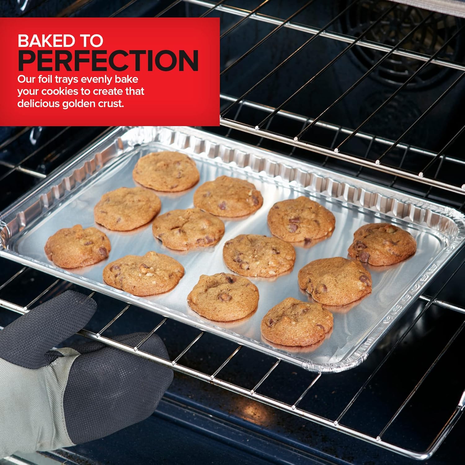 Stock Your Home Disposable Cookie Sheets for Baking (30-Pack) Aluminum Trays, Foil Pans, Shallow Sheet Pan for Cooking Thin Crust Pizza, Brownie Tins, Oven Liners