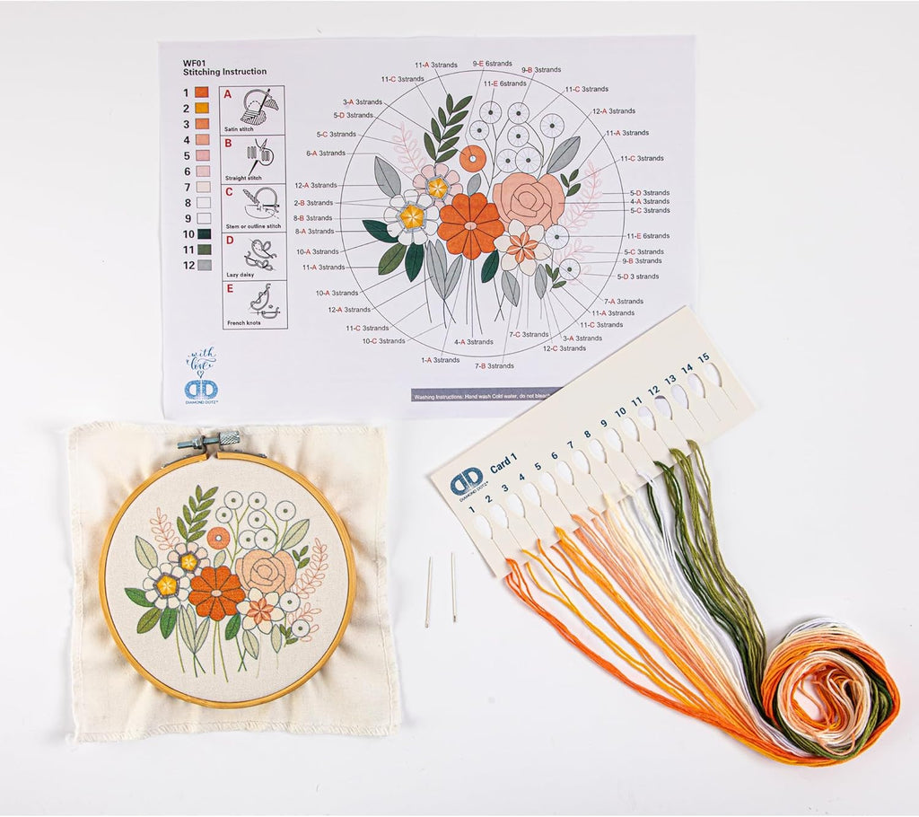 DIAMON DOT Kit Embroider Countr Garden Stunnin Embroider Ki Perfec fo Beginner an Adults Easy-to-Follo Instructions Vibran Threads an Timeles Beauty