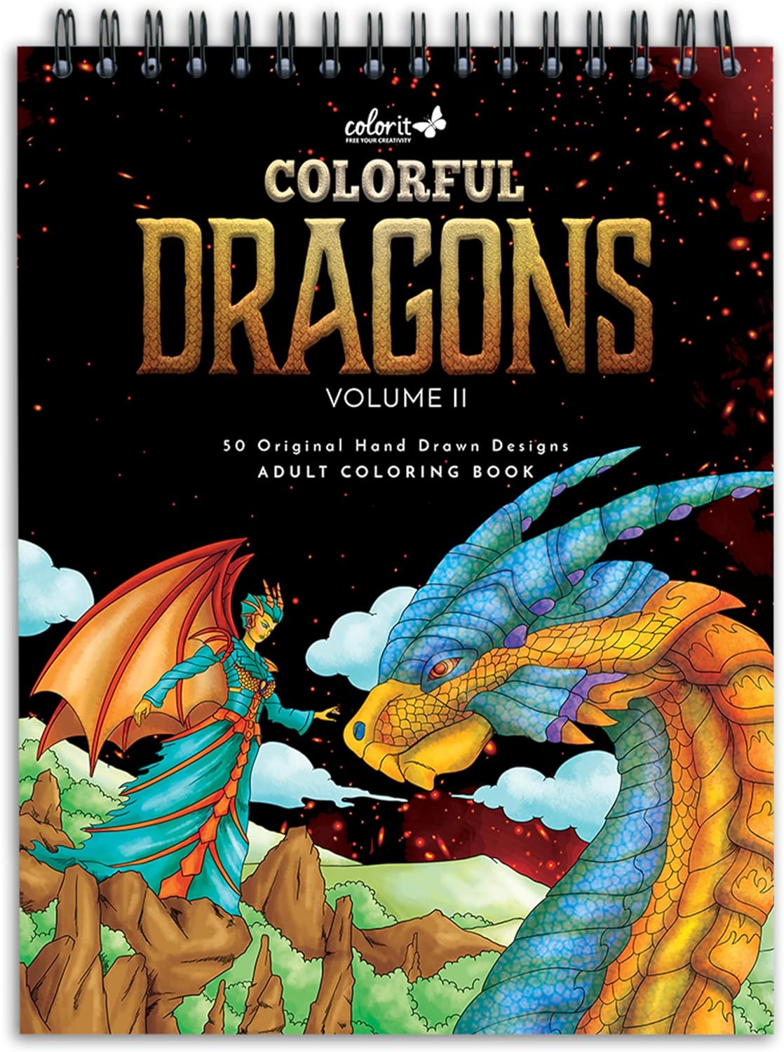 ColorI Colorfu Dragon Adul Colorin Boo fo Women Volum I 5 Single-Side Designs Thic Smoot Paper La Fla Hardbac Covers Spira Bound Drago Colorin Pages