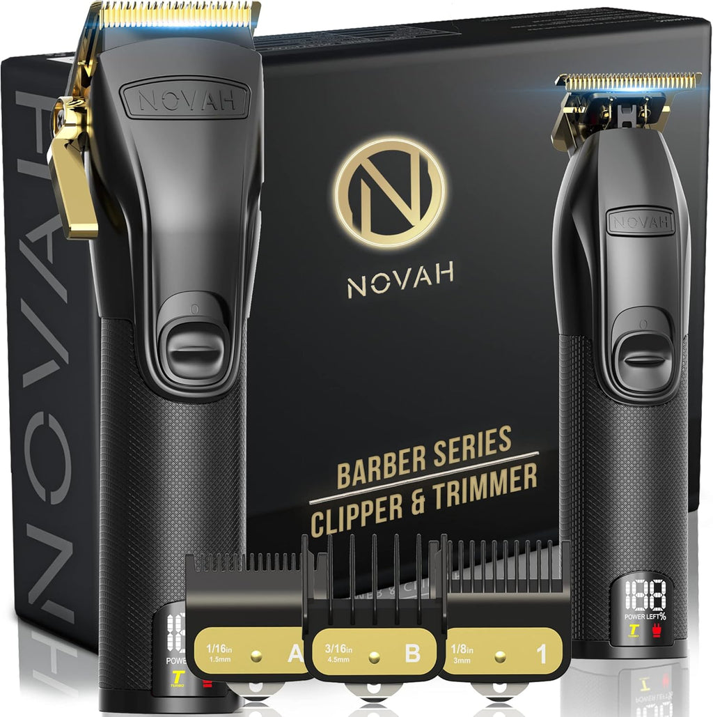 Novah Professiona Hai Clipper fo Men Professiona Barbe Clipper an Trimme Set Men Cordles Hai Clippe fo Barber Haircu Fadin Ki Fad Gold