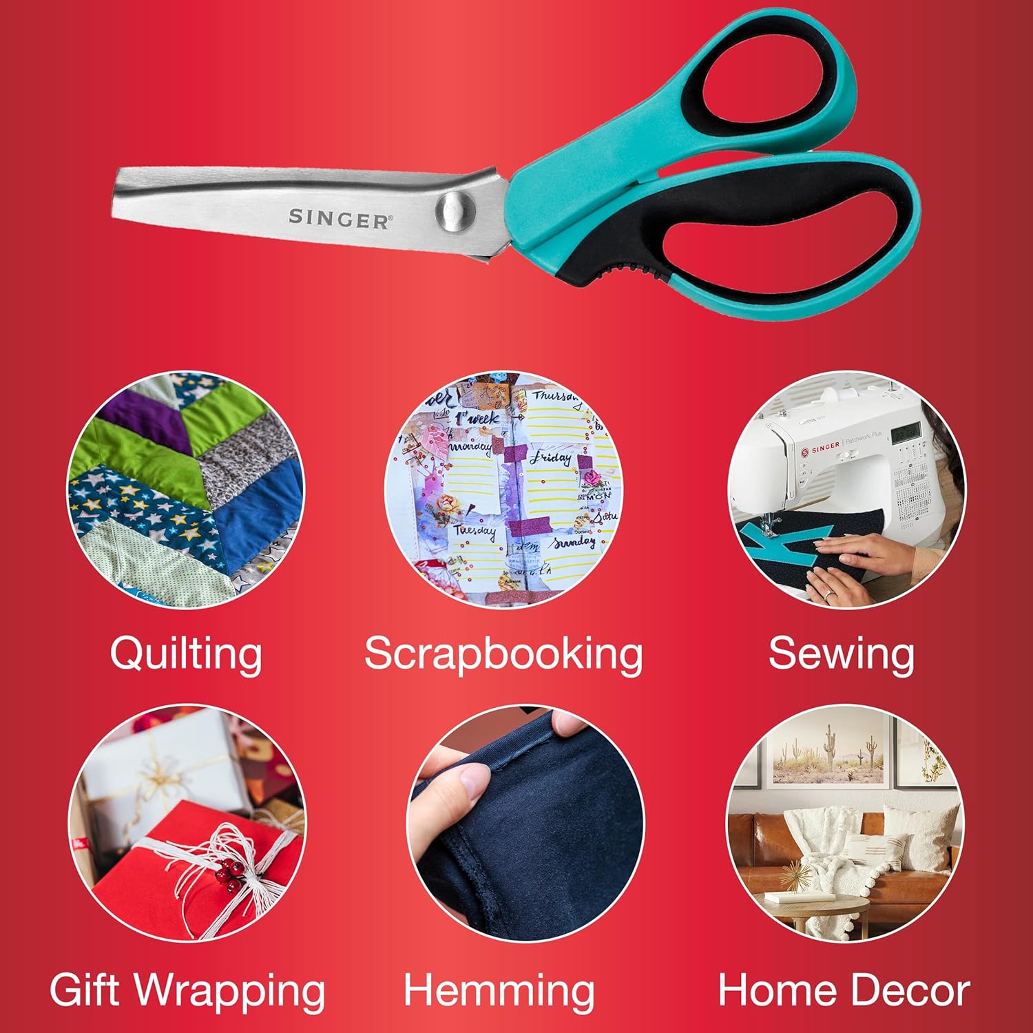 SINGE ProSerie 9inc Pinkin Shear Heavy-Dut Stainles Stee Zigza Cu fo No-Fra Fabric Sewin Craf Edging