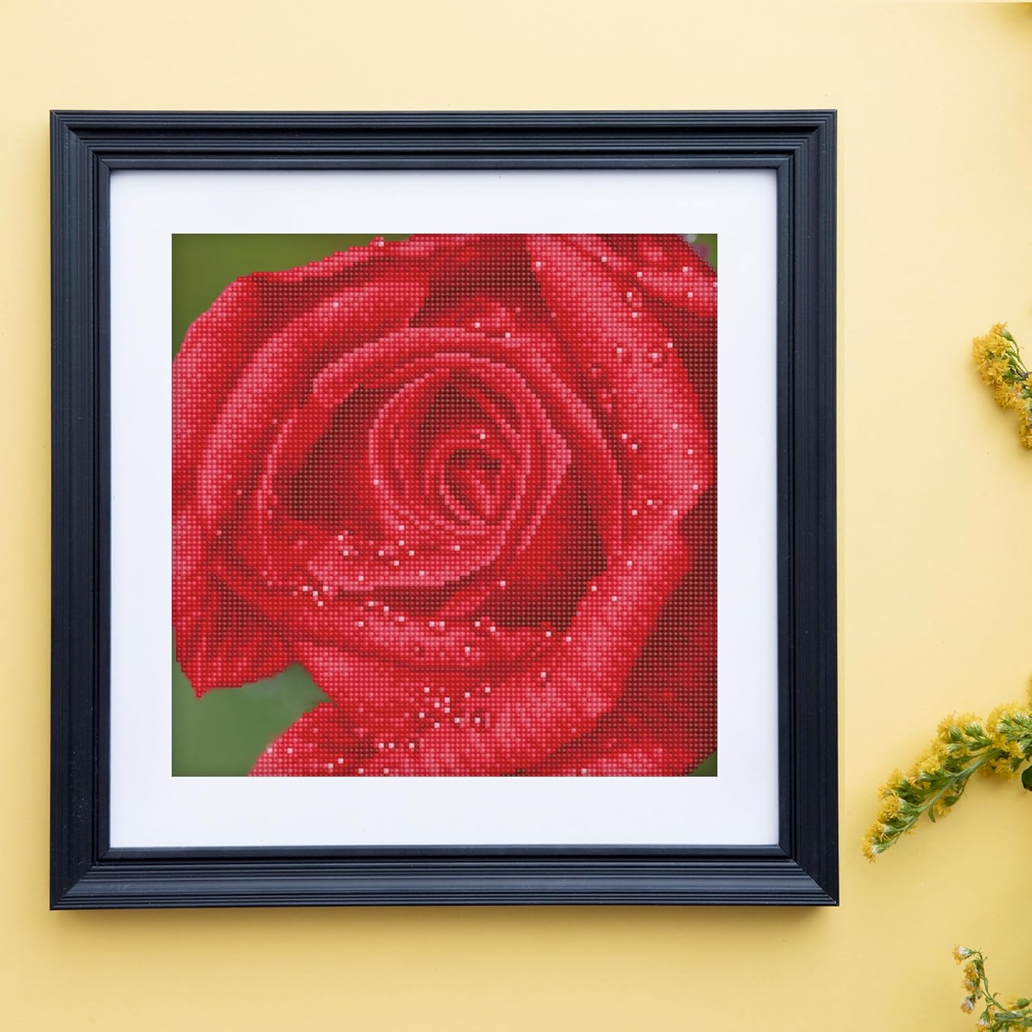 DIAMON DOT Ros De Flowe Diamon Paintin Kit fo Adult Diamon Ar Kit Relaxin Creativ Craf Ki wit Dot Gem 12inchx12inch