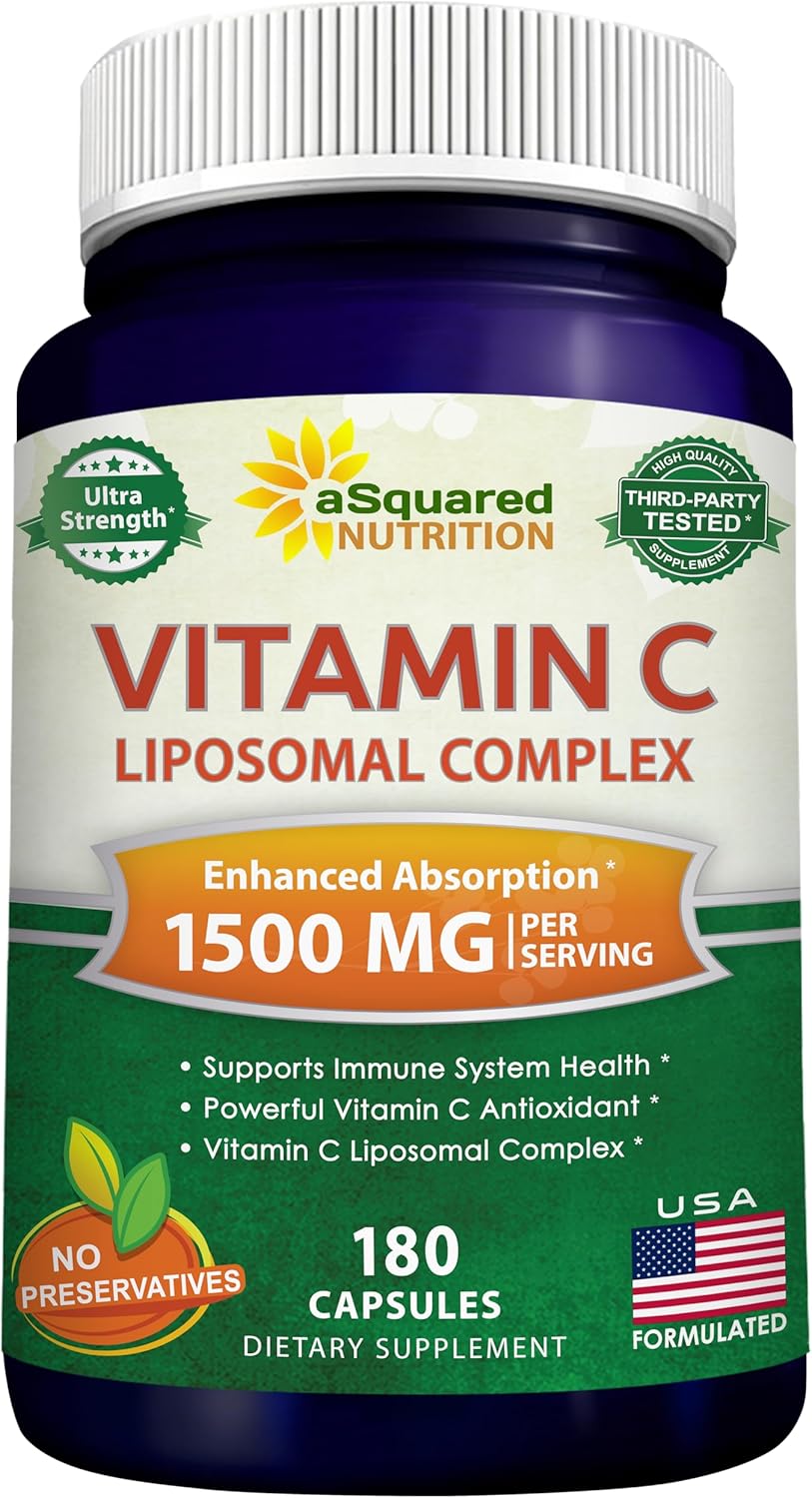 aSquare Nutritio Vitami Liposoma Comple 1500m Supplemen 18 Capsule Hig Absorptio VI Ascorbi Aci Pill Support Immun Syste Collage Healt 9 Servings