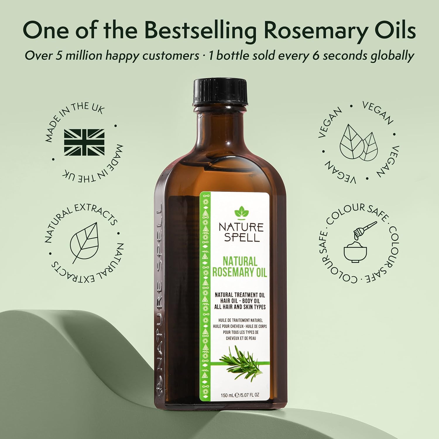 Natur Spel Rosemar Oi Fo Hai Growth Pre-Dilute Hai Scal Oi Nourishe Dry Damage Hair Fo Wome Men 5.0 F Oz