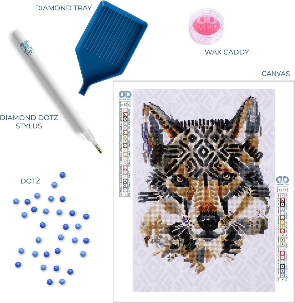 DIAMON DOT a Hom Dreamtim Wolf Partia Drill Roun Dotz Diamon Paintin Kits Diamon Ar Kit fo Adults Ge Art Diamon Art 16inchx21inch