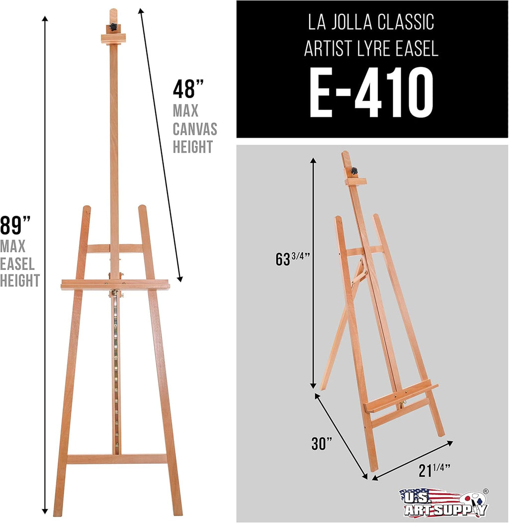 U.S Ar Suppl 64inc t 89inc L Joll Classi A-Fram Woo Easel Lyr Styl Studi Ease Woode Artist Floo Stand Sturdy Adjustabl Heigh t 48inc Canva Painting Drawing Sig Display