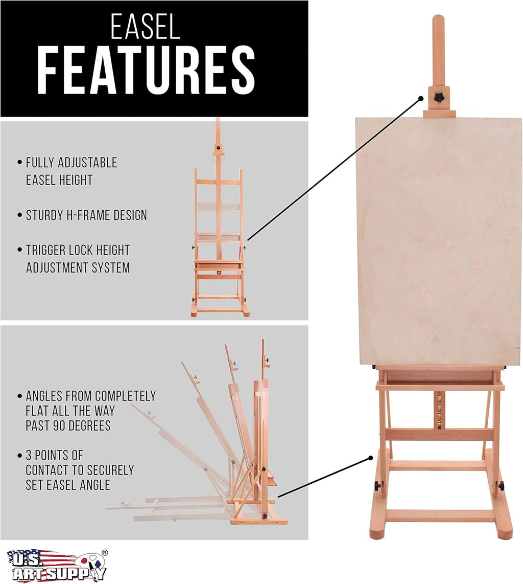 U.S Ar Suppl Mediu Woode Studi Fram Ease wit Storag Tra Adjustabl t 96inc High Hold Canva u t 48inc Beechwoo Artis Ease fo Painting Ar Displa Stand Portraits