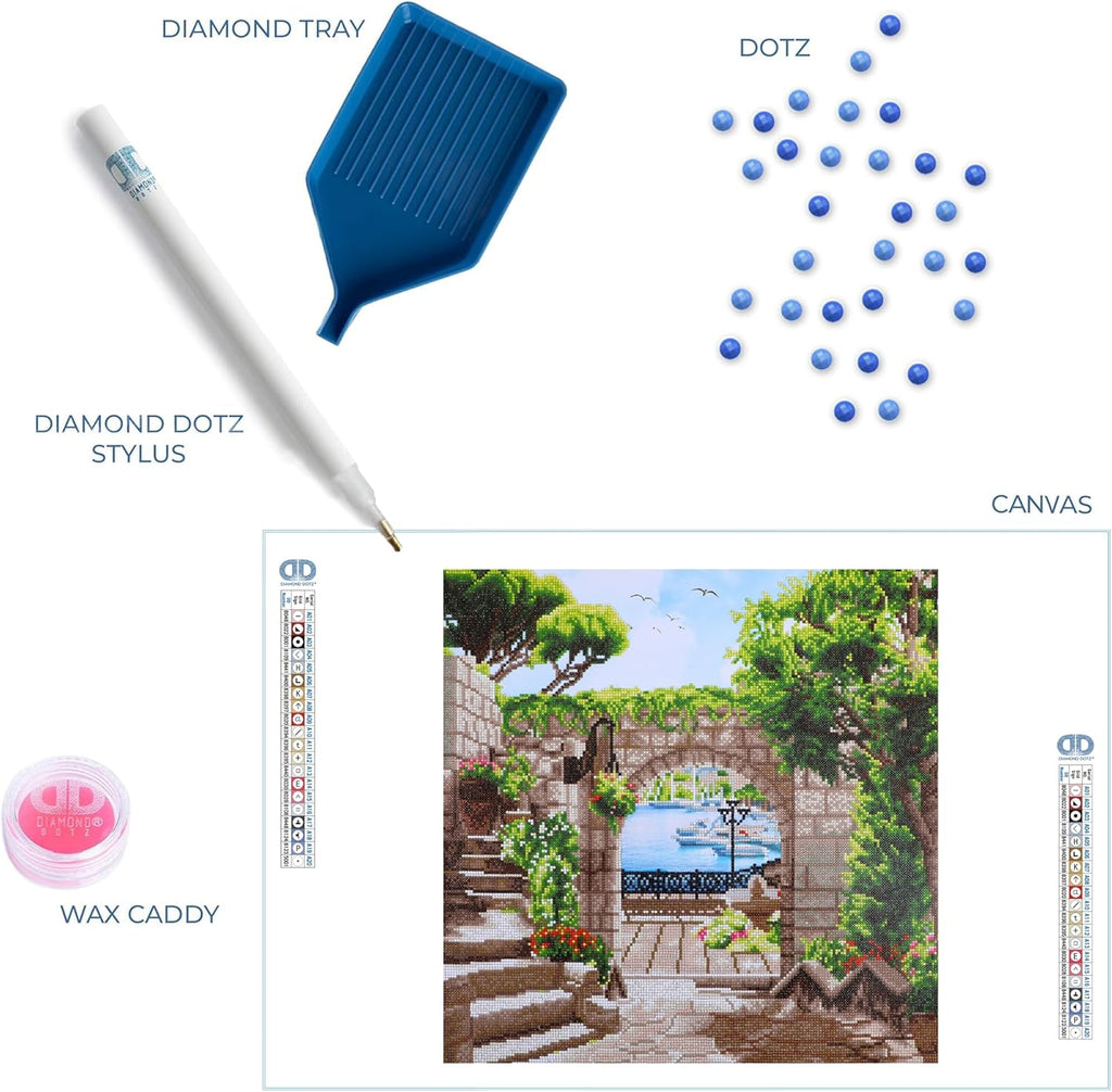 DIAMON DOT Mediterranea Strol Landscap Diamon Paintin Kit fo Adult Diamon Ar Kit Relaxin Creativ Craf Ki wit Dot Gem 20.3inchx20.3inch