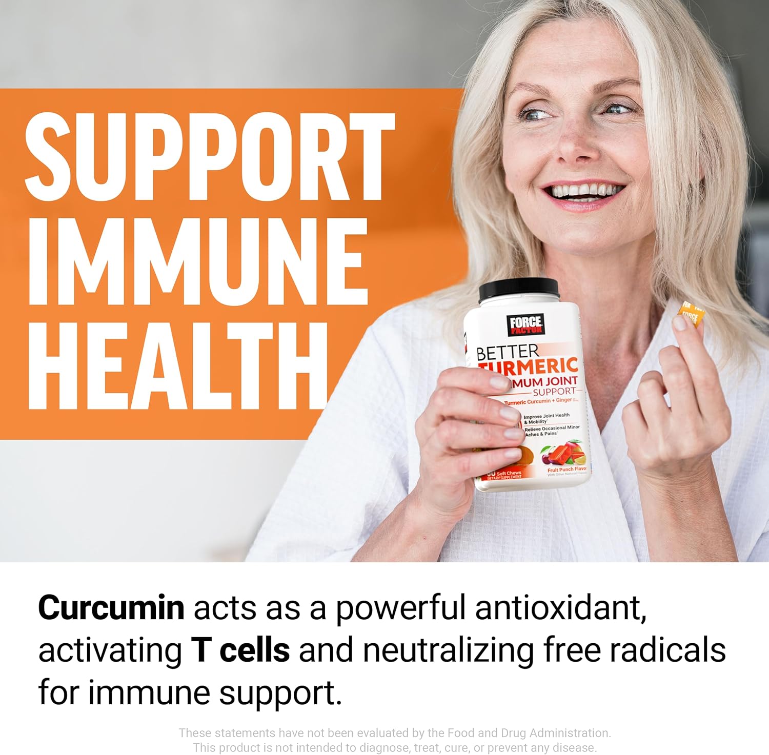 Force Factor Better Turmeric Maximum Joint Support, 1075mg Curcumin with Ginger to Support Mobility, Flexibility Comfort, Chews More Convenient Than Turmeric Gummies, Fruit Punch, 60 Soft Chews