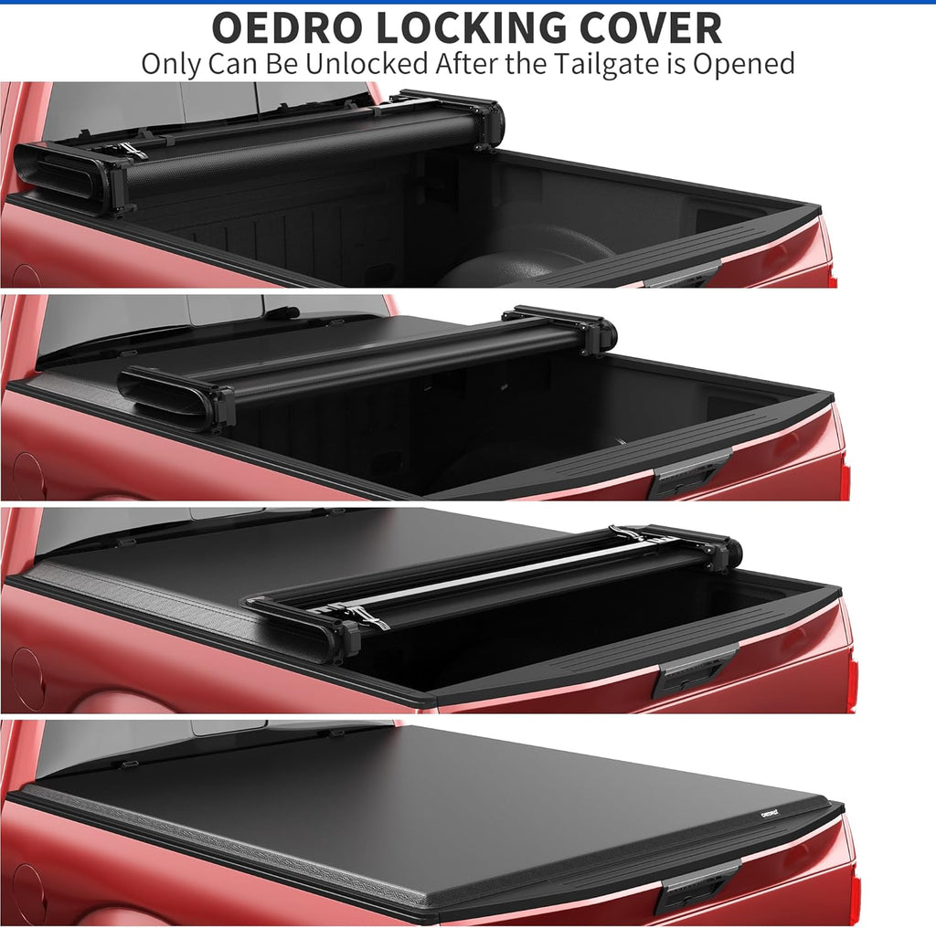 Soft Quad Fold Truck Bed Tonneau Cover Fits for Dodge Ram 1500 Classic 2002-2023, Fits for Dodge Ram 2500 3500 2003-2025 8 Ft Bed w/o Rambox