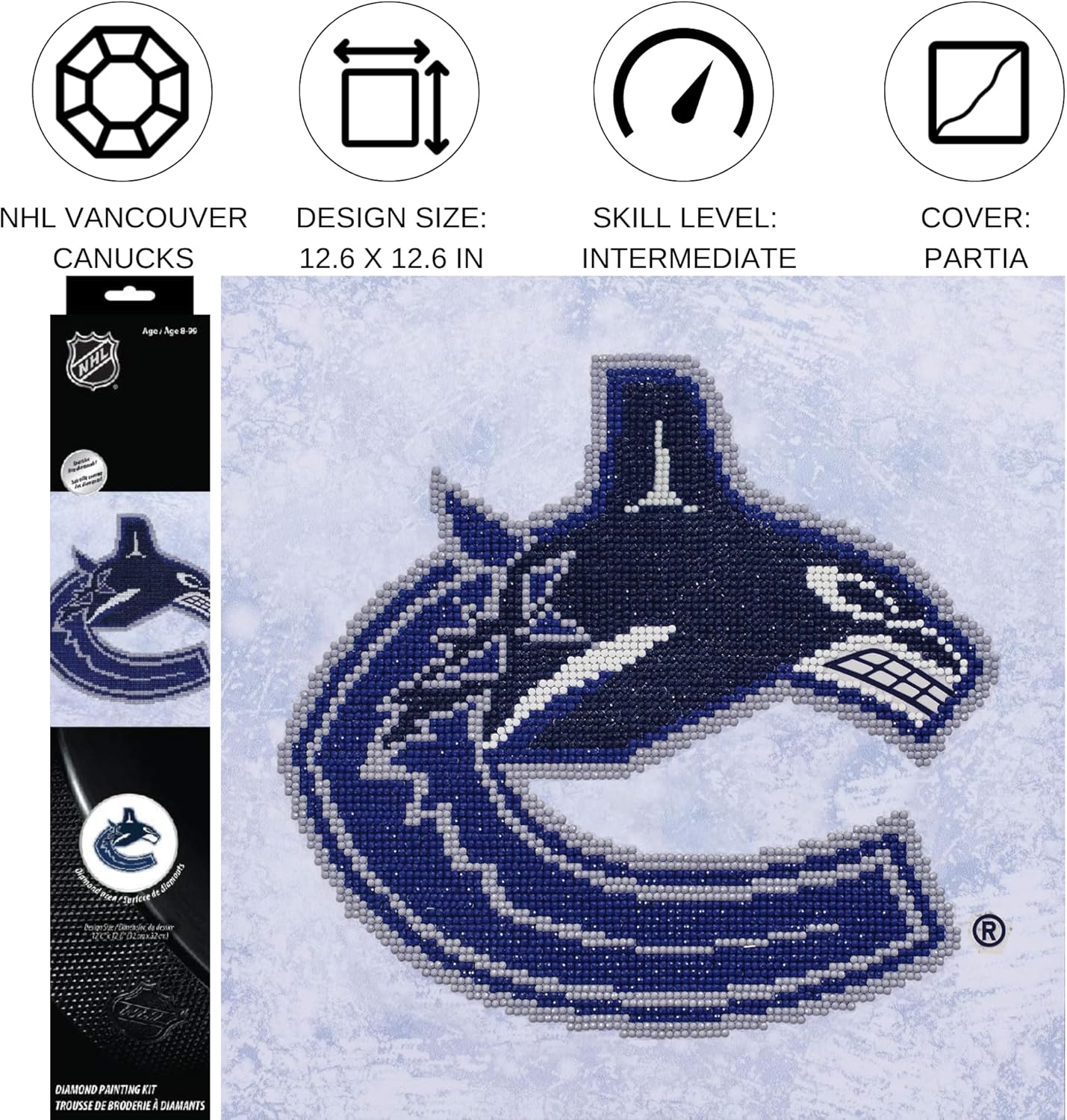 DIAMON DOT NH Vancouve Canuck Hocke Diamon Paintin Kit fo Adult Diamon Ar Kit Relaxin Creativ Craf Ki wit Dot Gem 12.6inch 12.6inch