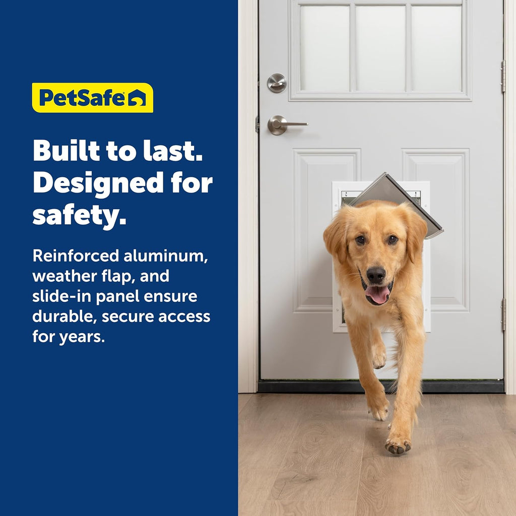 PetSafe Freedom Aluminum Pet Door - Easy Installation Heavy Duty Dog & Cat Door with Magnetic Tinted Flap - Long-Lasting Pet-Friendly Design - Large - for Dogs Up to 100 lb