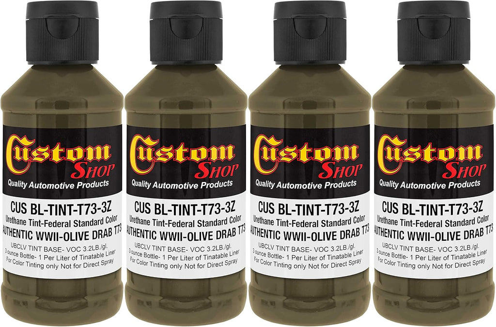 Custom Coat Camouflage Series 3 Ounce (Authentic WWII Olive Drab Federal Standard Color) - Pack of 4 - Urethane Tint Concentrate for Tinting Truck Bed Liner Coatings - Epoxy Resin