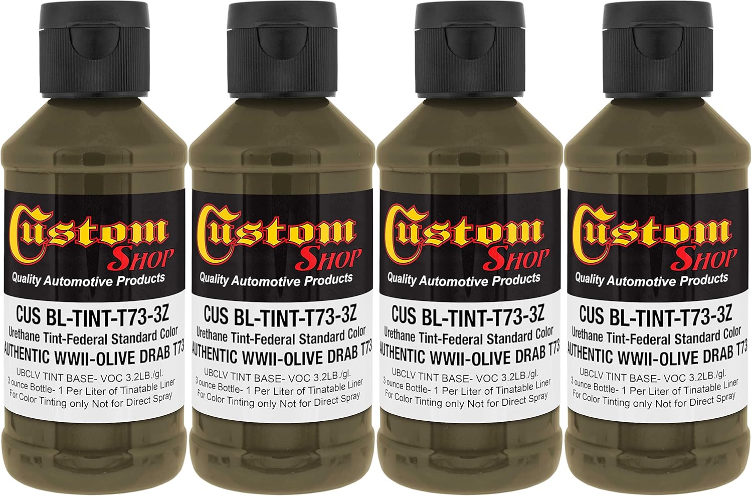 Custom Coat Camouflage Series 3 Ounce (Authentic WWII Olive Drab Federal Standard Color) - Pack of 4 - Urethane Tint Concentrate for Tinting Truck Bed Liner Coatings - Epoxy Resin