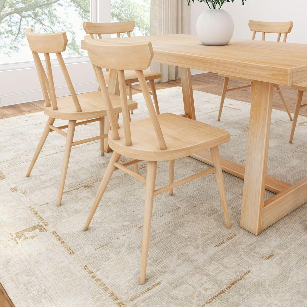 Plank+Beam Solid Wood Classic Farmhouse Chair, Windsor Dining Chair, Pack of 2, Blonde