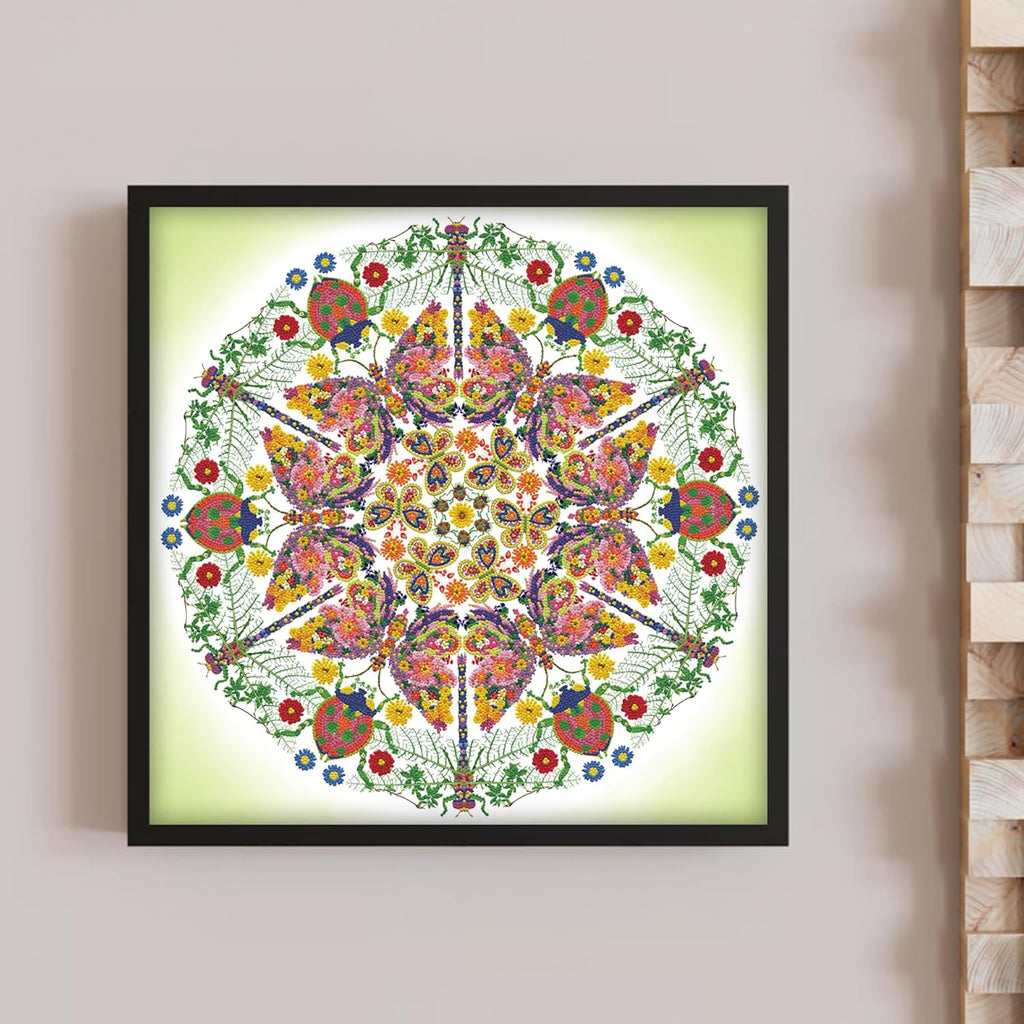 DIAMON DOT Kaleidoscop Garde Flora Diamon Paintin Kit fo Adult Diamon Ar Kit Relaxin Creativ Craf Ki wit Dot Gem 24.4inchx24.4inch