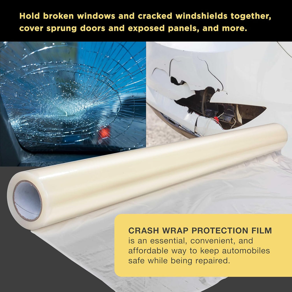 Dura-Gol Cras Wra Film 36-inc 100-foo Roll Clea Plasti Protector Self-Adhesiv Plasti fo Aut Collision Weather Dus Protection Broke Window Windshields