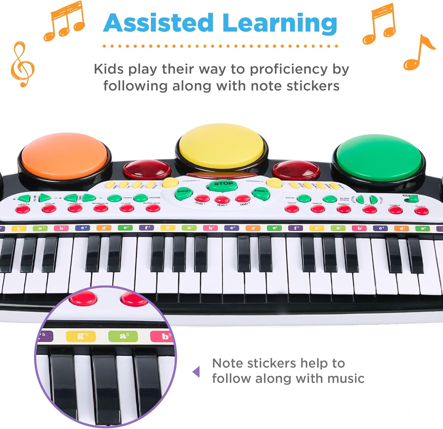 Best Choice Products 37-Key Kids Electronic Musical Instrument Piano Learning Toy Keyboard w/ Multiple Sounds, Lights, Microphone, Stool - Black