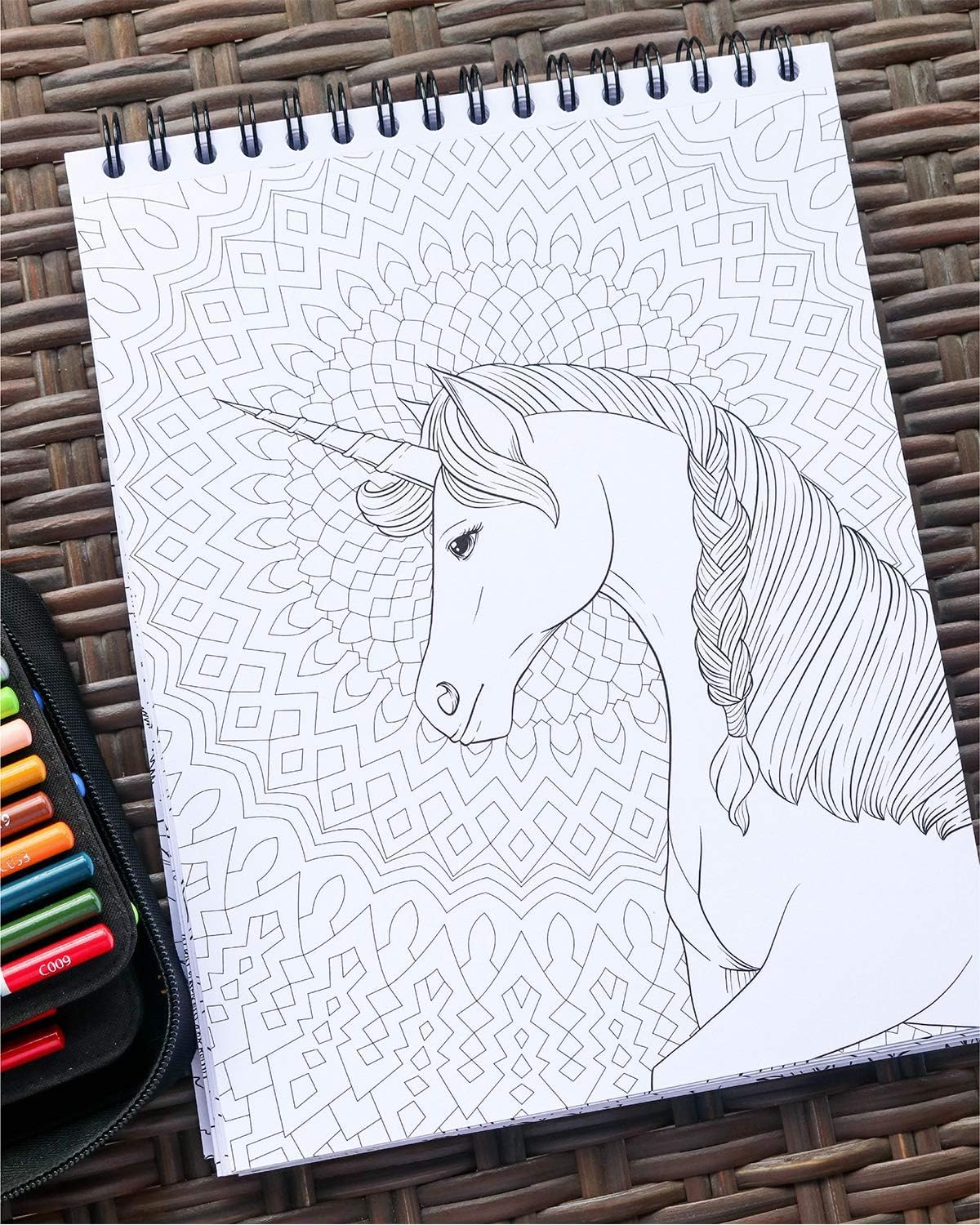 ColorI Colorfu Unicorn Adul Colorin Boo 5 Single-Side Pages Thic Smoot Paper La Fla Hardbac Covers Spira Bound US Printed Han Draw Unicor Colorin Pages