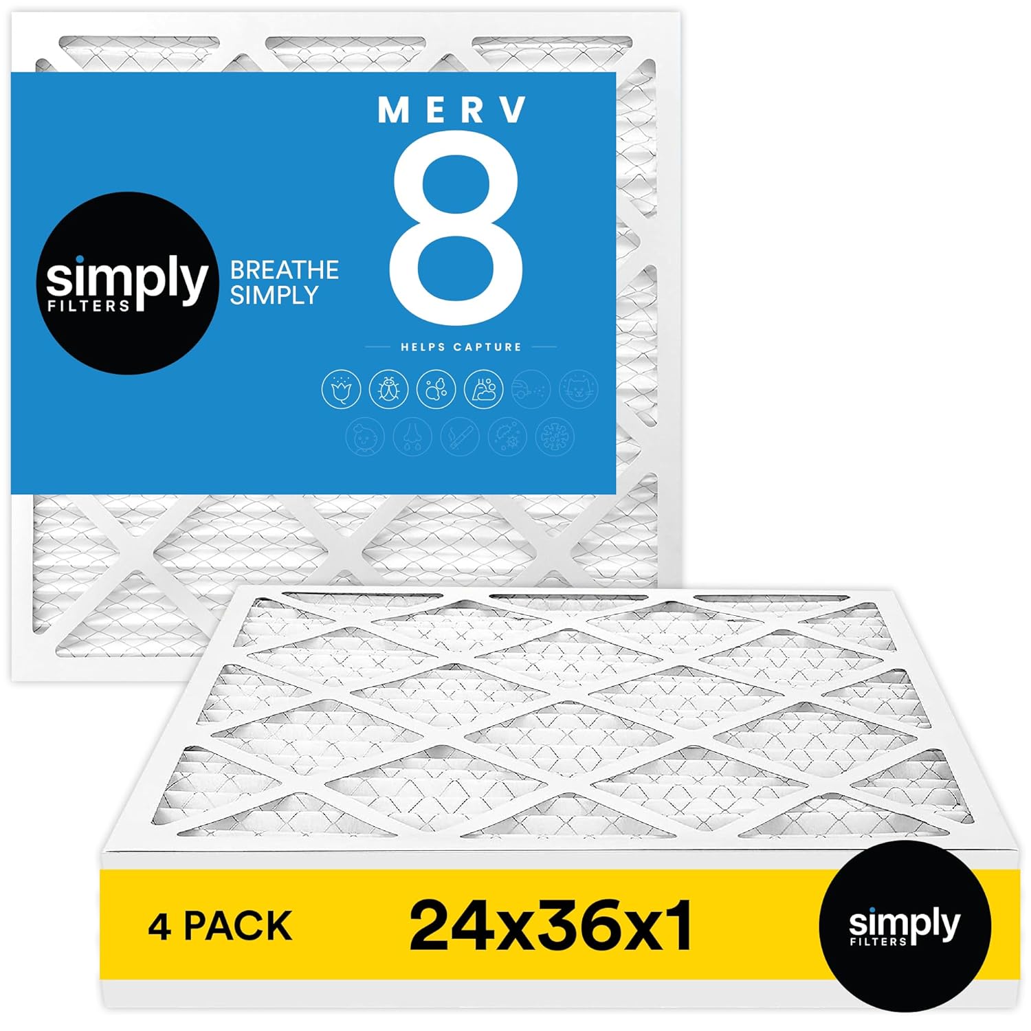 Simpl 24x36x Ai Filter Mer 8 MP 600 Pack Furnac Ai Filte fo HVA (Actua Size 23.75inchx35.75inchx0.75inch DUST Pet Allerg Control