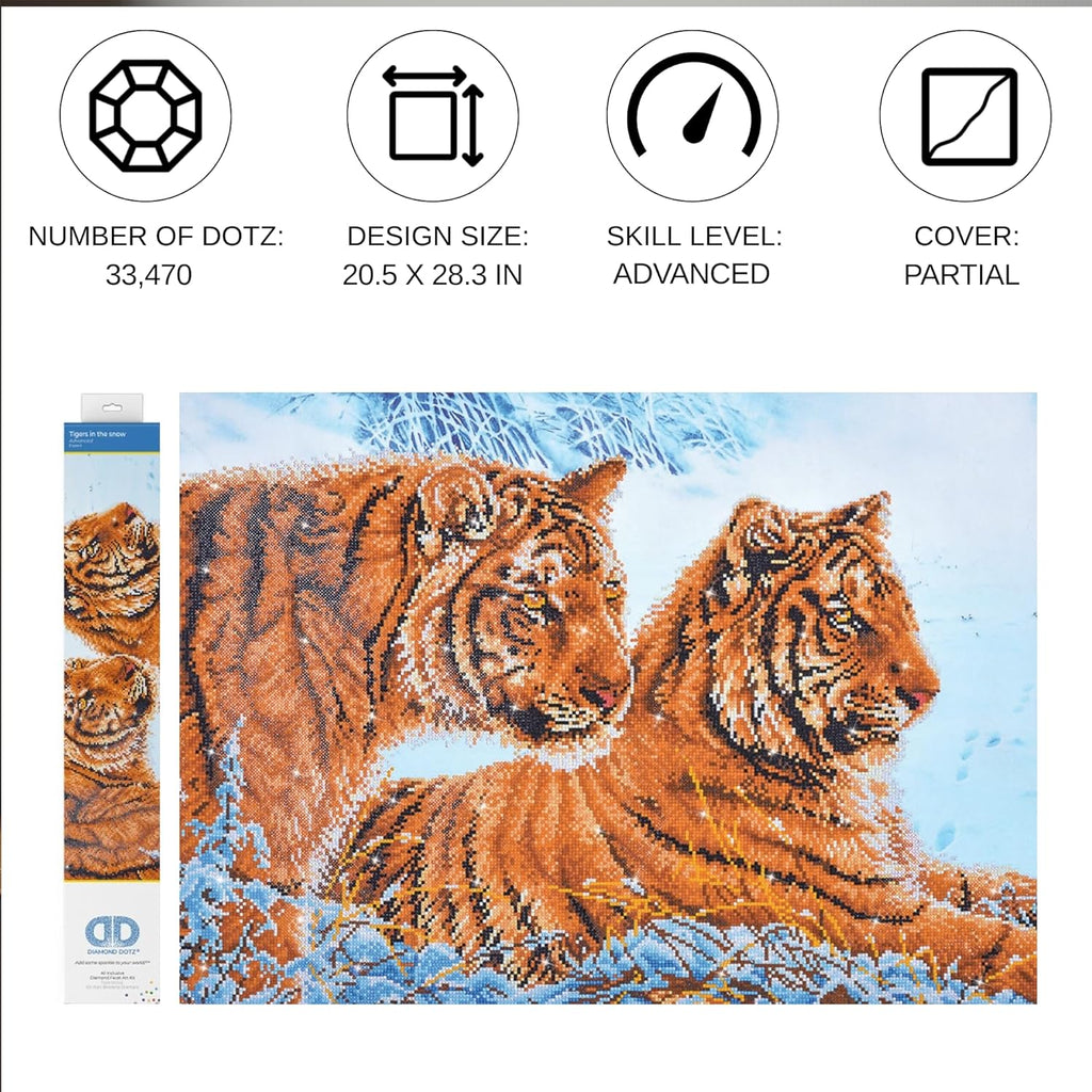 DIAMON DOT Tiger i Th Sno Anima Diamon Paintin Kit fo Adult Diamon Ar Kit Relaxin Creativ Craf Ki wit Dot Gem 20.5inchx28.3inch