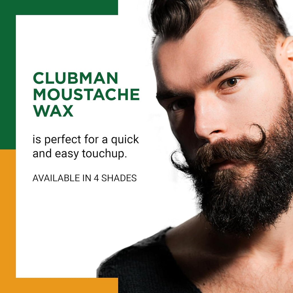 Clubman Moustache Wax ¨C Mustache Wax for Men Strong Hold, Neutral Color, Includes Styling Brush, Hang Pack, 0.5 oz