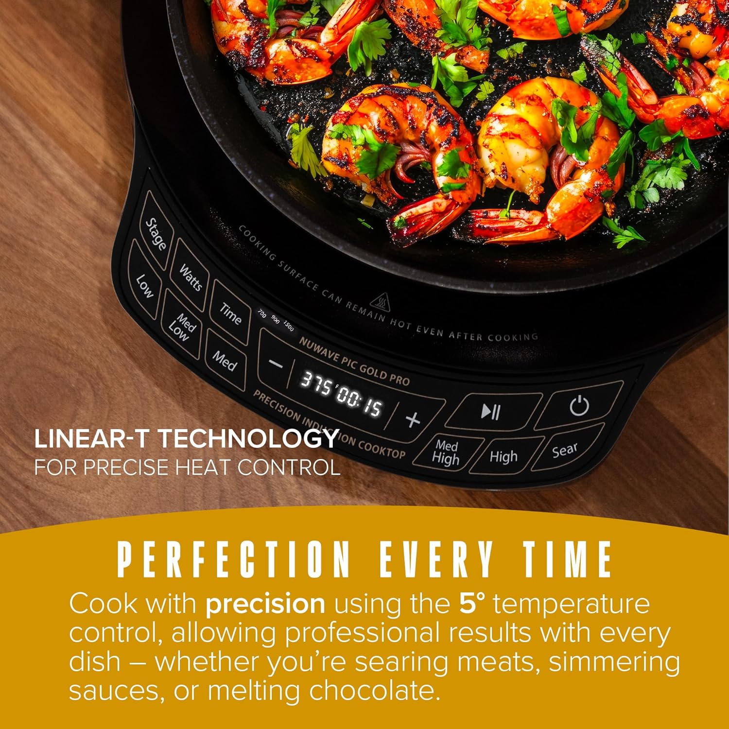 Gol Pr Precisio Inductio Cooktop Larg 8 Heatin Coil 12 Heat-Resistan Cookin Surface Adjustabl Wattages,100¡ã t 575¡ãF Portable Built-I Safet Aut Shu Off