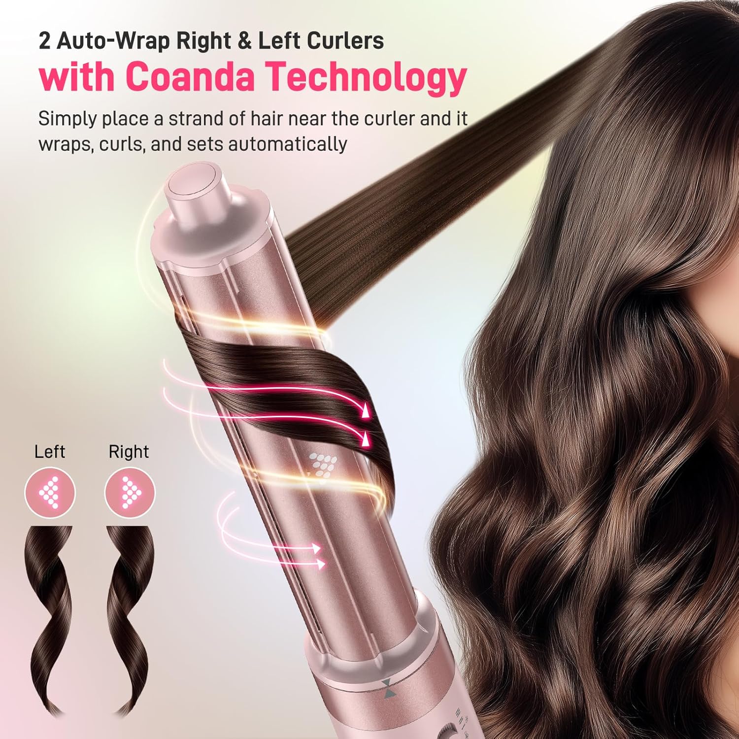 Dual Voltage Hot Air Styler Wrap - 5 in 1 Hair Dryer Brush with Fast Drying Blow Dryer, Styling, Straightening & Volumizing with Travel Bag (100V¨C240V) Gift for Women