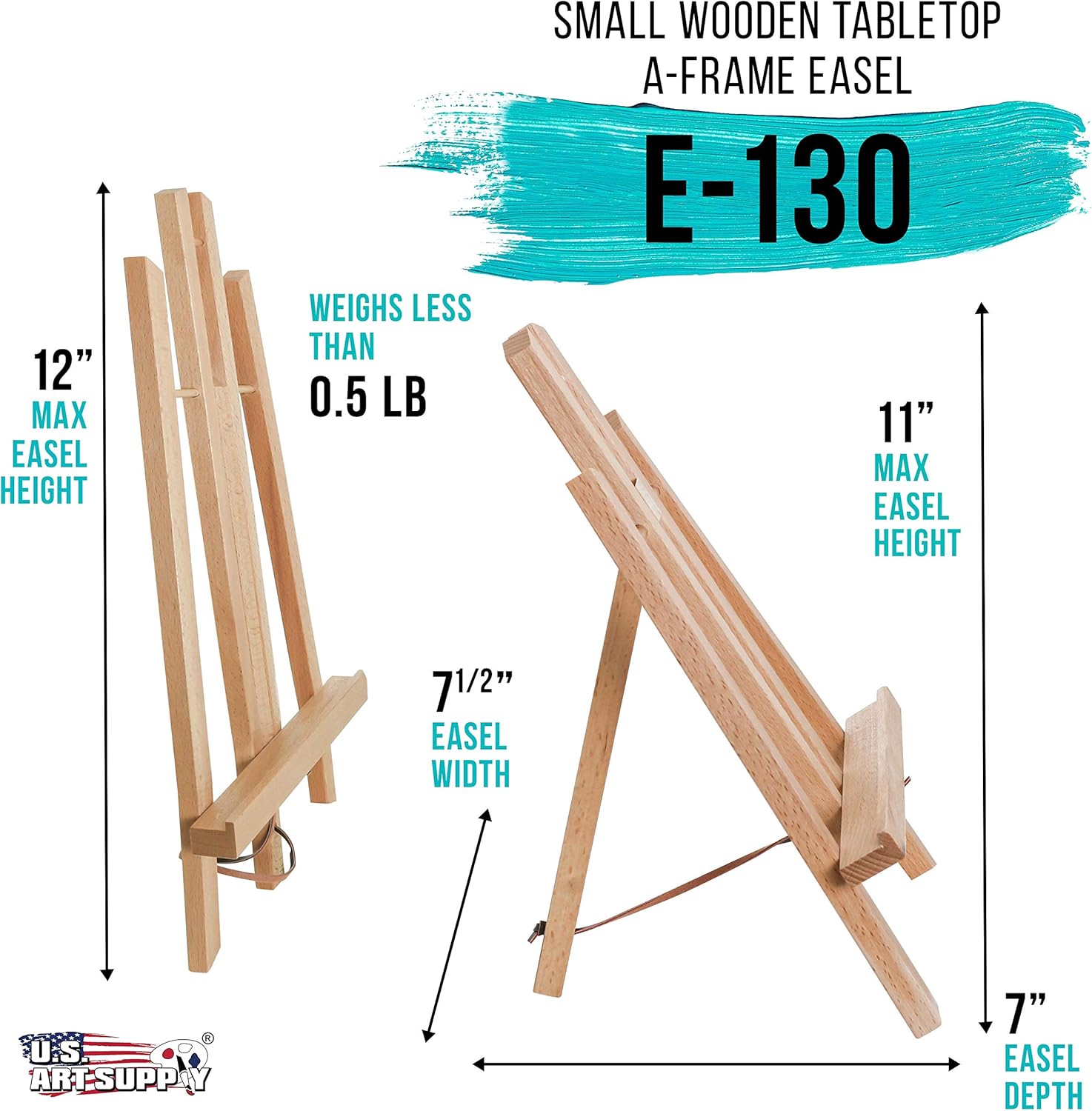 U.S. Art Supply 11inch Small Tabletop Display Easel - Beechwood Artist A-Frame Display Stand, Wooden Easel for Painting, Canvas Stand, (Pack of 1) Classrooms Events Photo Picture Sign Holder