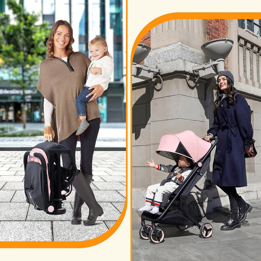 Garveelif Lightweigh Strolle fo Newborn Compac Bab Strolle fo Airplan wit 5-Poin Harness Storag Basket Trave Strolle fo Toddler Infan Strolle fo Newbor wit One-Han Fold
