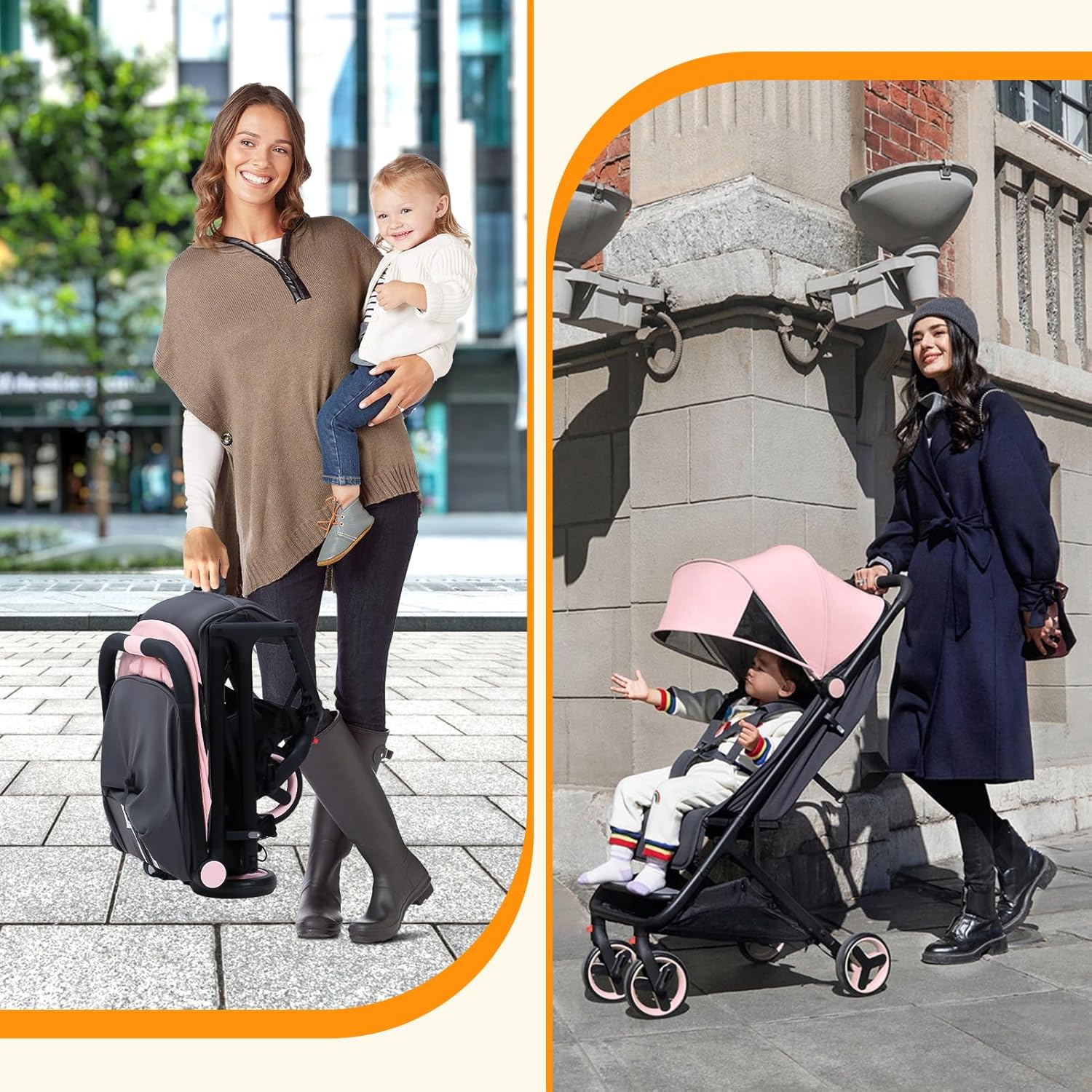 Garveelif Lightweigh Strolle fo Newborn Compac Bab Strolle fo Airplan wit 5-Poin Harness Storag Basket Trave Strolle fo Toddler Infan Strolle fo Newbor wit One-Han Fold