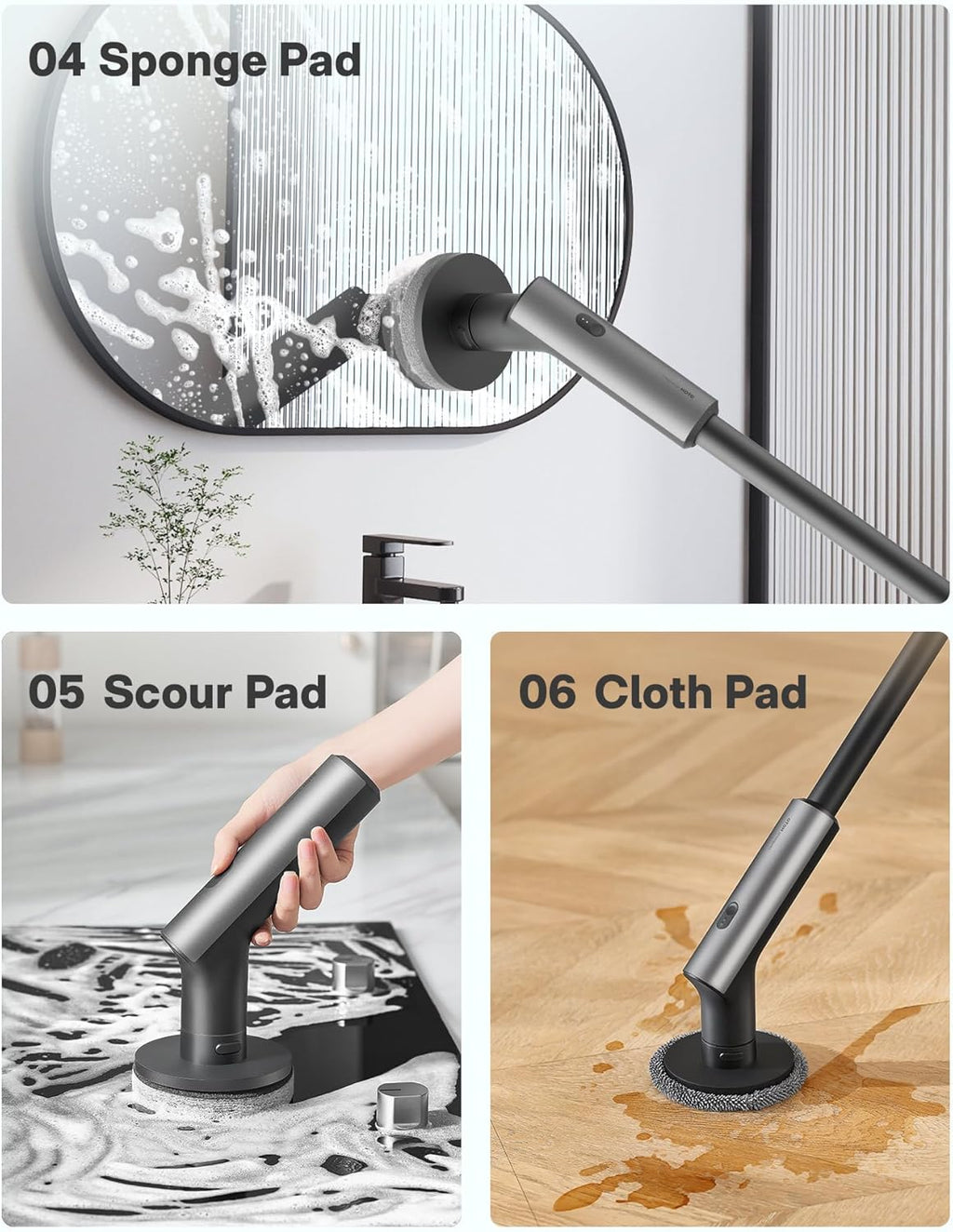 HOT Cordles Electri Spi Scrubber IPX Ful Bod Waterproo Bathroo Cleanin Brush Ma 2 in-lb Showe Scrubbe Brus wit Lon Handle Brus Heads Powe Scrubbe fo Bathroom Floor Tile