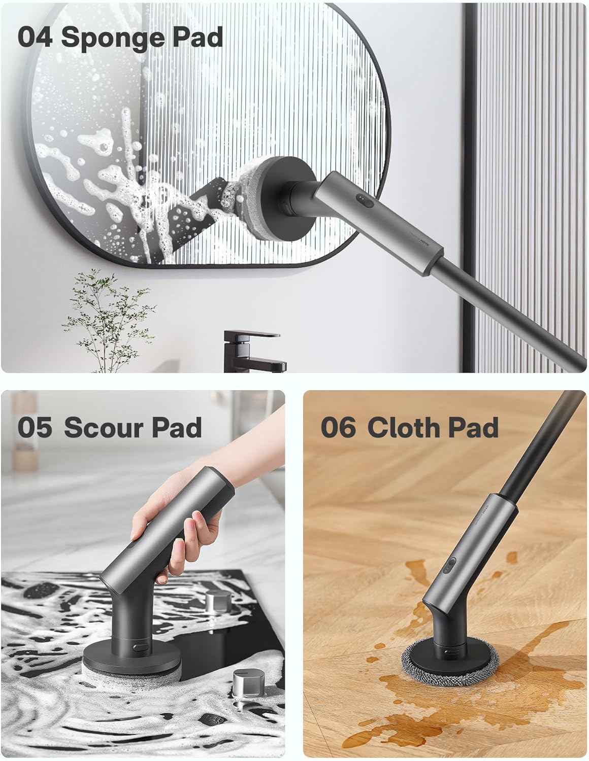 HOT Cordles Electri Spi Scrubber IPX Ful Bod Waterproo Bathroo Cleanin Brush Ma 2 in-lb Showe Scrubbe Brus wit Lon Handle Brus Heads Powe Scrubbe fo Bathroom Floor Tile