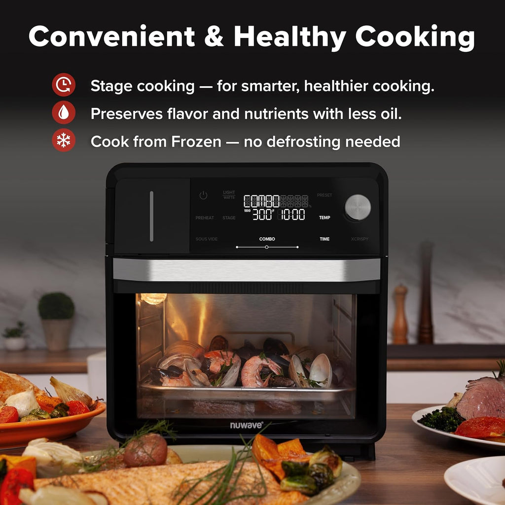 Nuwav PFAS-Fre Stea Ove Ai Fryer All-in-On Convectio Cooke wit Precisio Stea Control Toast Ai Fry Sou Vide Stea More Juicie Meats 12 Presets 50¨C450¡ãF Stainles Steel