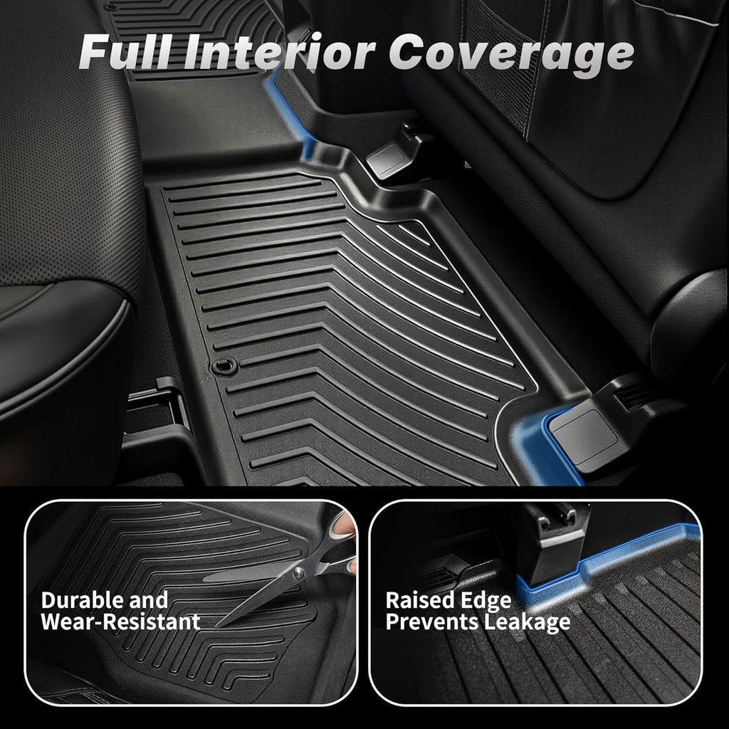 Upgraded Floor Mats Fit for 2002-2008 Dodge Ram 1500 Quad Cab, 2003-2009 Dodge Ram 2500/3500 Quad Cab, All Weather Floor Liners Unique Black TPE Front 2nd Seat
