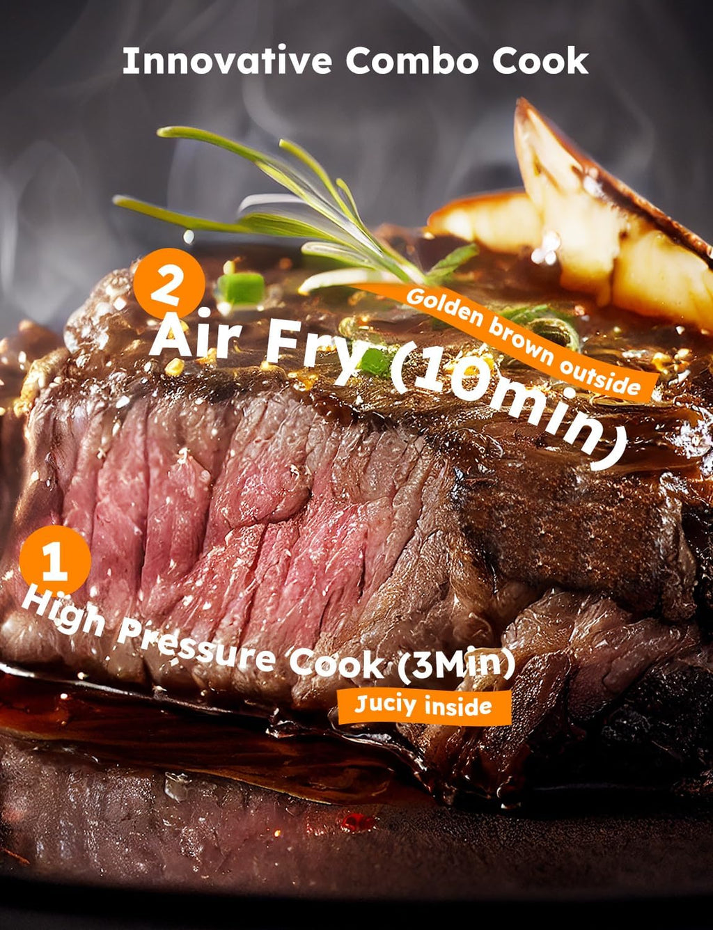 Nuwave Duet Air Fryer, Electric Pressure Cooker & Grill Combo, 540 IN 1 Multicooker with 3 Removable Lids, Slow Cook, Saut¨¦s, Dehydrator, 18/10 SS Pot, Sure-Lock Safety Tech & 13 Deluxe Accessories