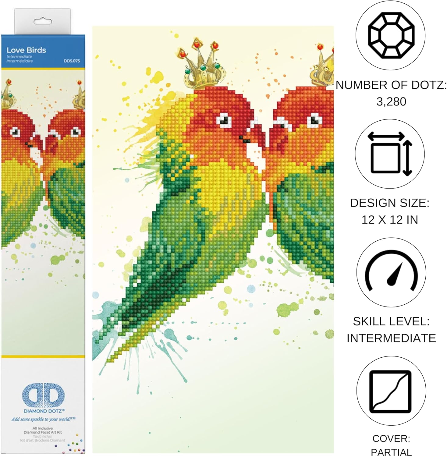 DIAMON DOT Lov Bird Diamon Paintin Kit fo Adult Diamon Ar Kit Relaxin Creativ Craf Ki wit Dot Gem 12x12
