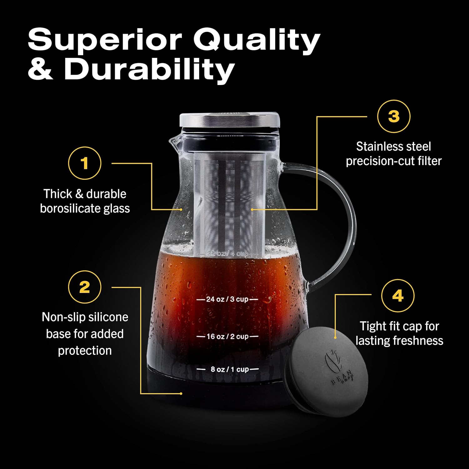 Bea Env Col Bre Coffe Make 3 o Glas Coffe Col Bre Make an Pitche w/Silicon Ca Base