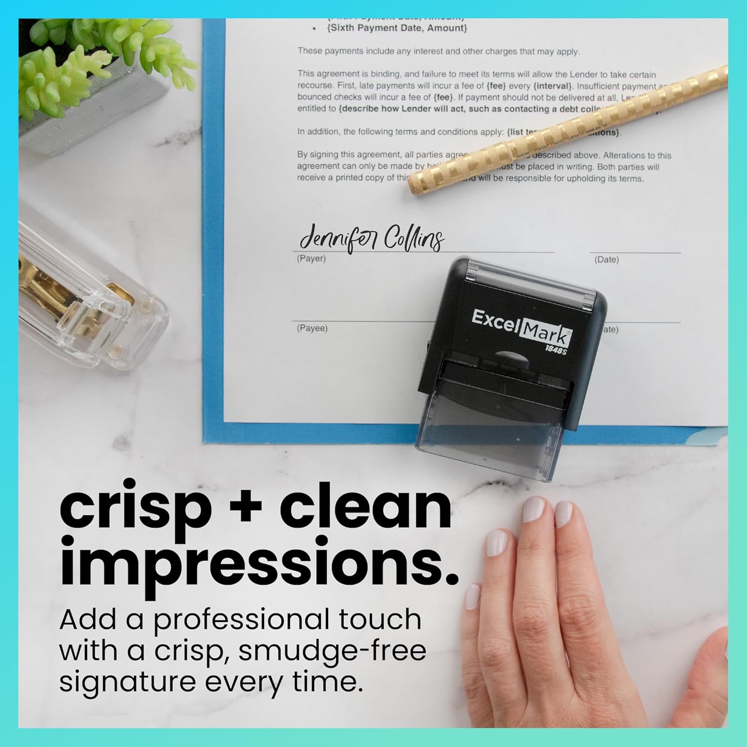 ExcelMark Custom Signature Stamp - Self Inking - Medium